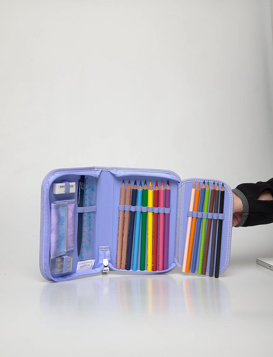 Beckmann Norway - Single section pencil case with content, Seashell - purple - 4