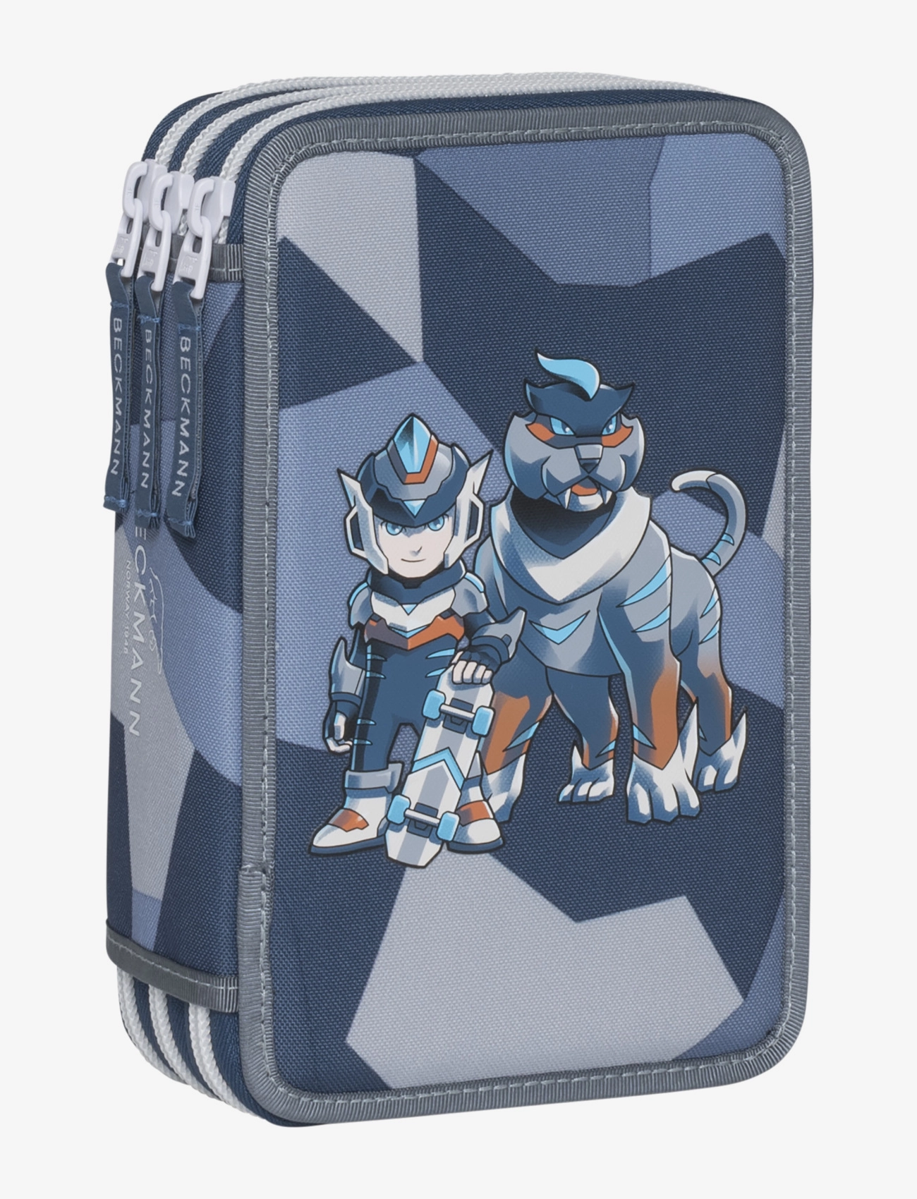 Beckmann Norway Three Section Pencil Case W/Content, Tiger Race, One Size, Bags, Blau - Cases, Kinder