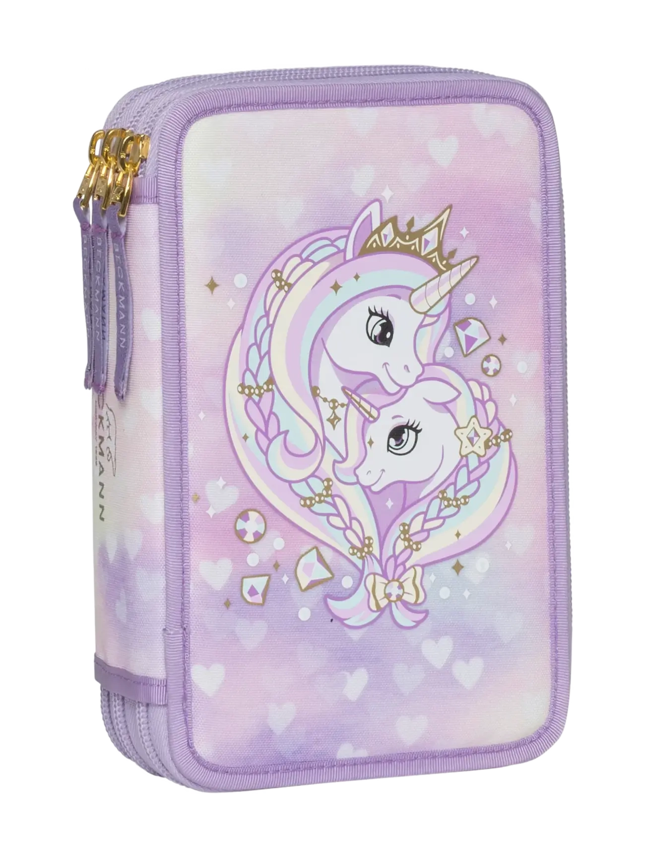 Beckmann Norway Three Section Pencil Case W/Content, Unicorn Princess Purple, One Size, Purple, Tasker > Penalhuse, Børn