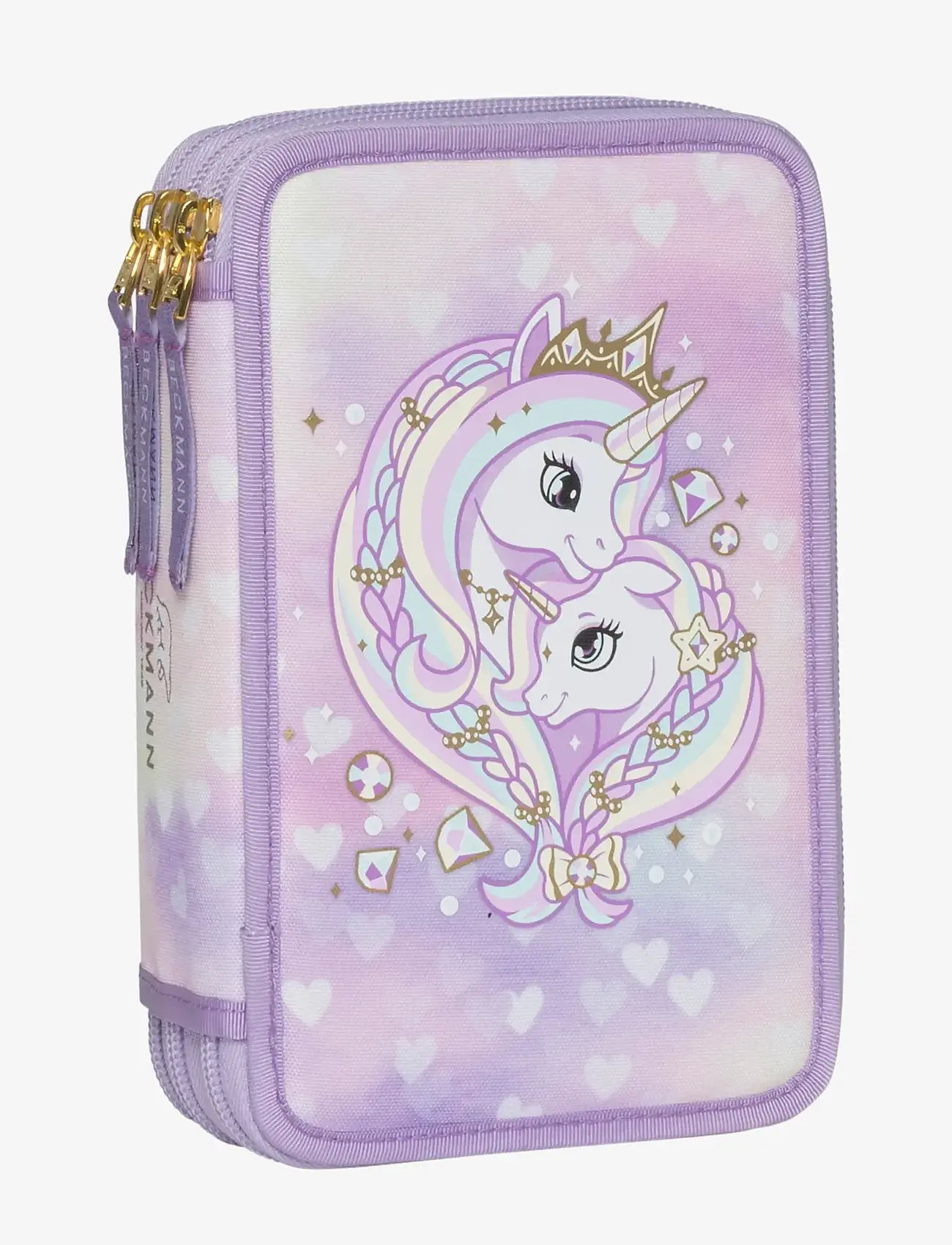 Beckmann Norway - Three section pencil case w/content, Unicorn Princess Purple - penalhuse - unicorn princess purple - 0