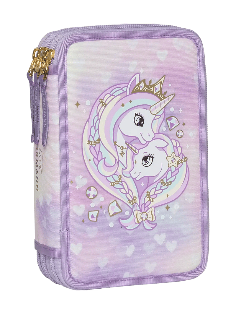 Beckmann Norway - Three section pencil case w/content, Unicorn Princess Purple - penalhuse - unicorn princess purple - 0