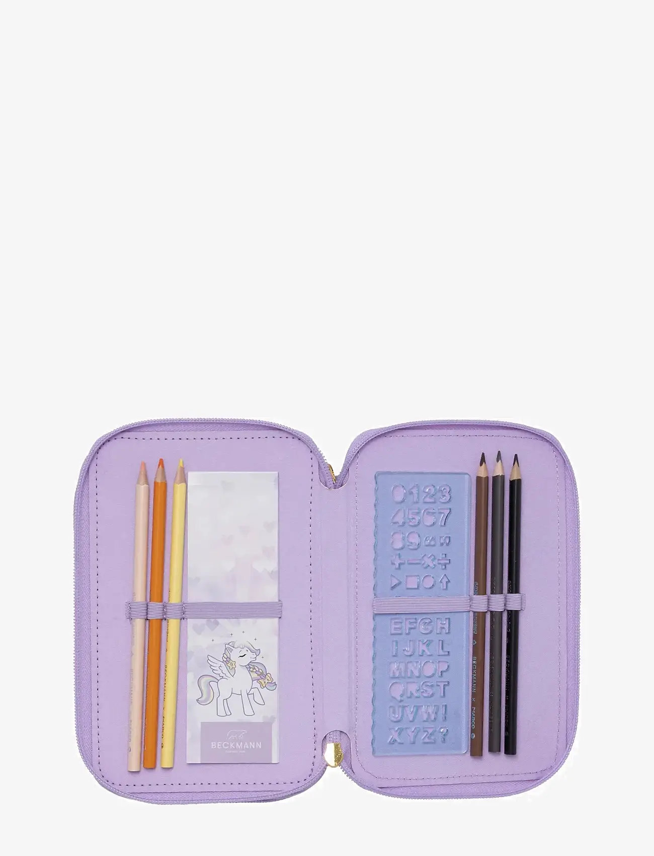 Beckmann Norway - Three section pencil case w/content, Unicorn Princess Purple - penalhuse - unicorn princess purple - 3