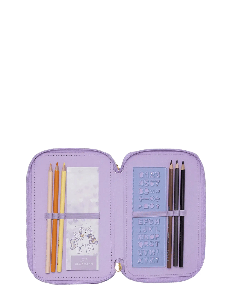 Beckmann Norway - Three section pencil case w/content, Unicorn Princess Purple - penalhuse - unicorn princess purple - 3