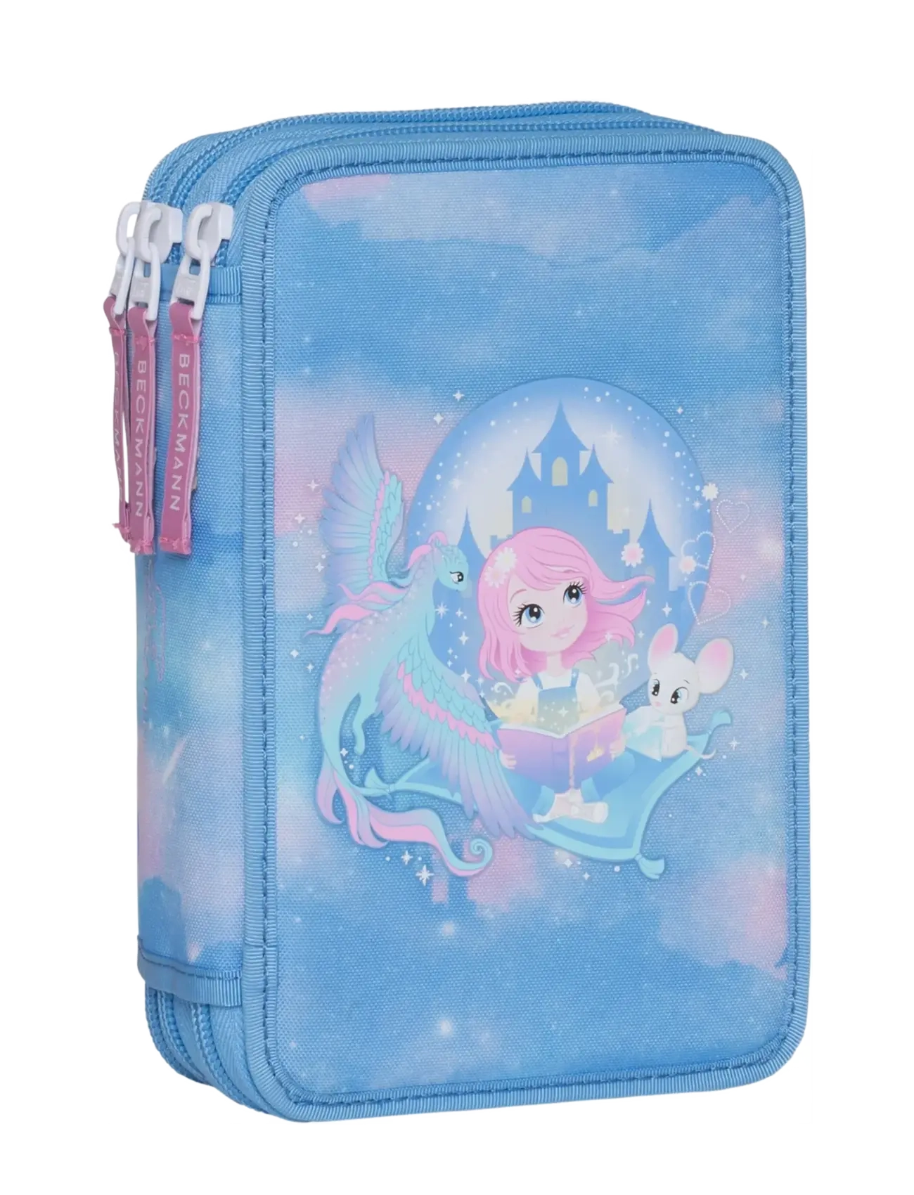 Beckmann Norway Three Section Pencil Case W/Content, Fairytale, One Size, Bags, Blau - Cases, Kinder