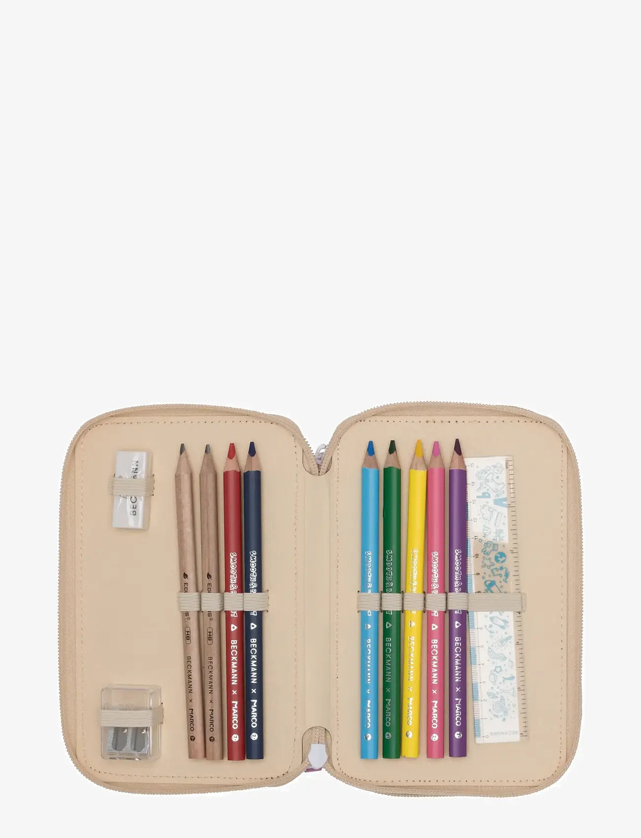 Beckmann Norway - Three section pencil case w/content, Yellow Heart - pencil cases - yellow heart - 1