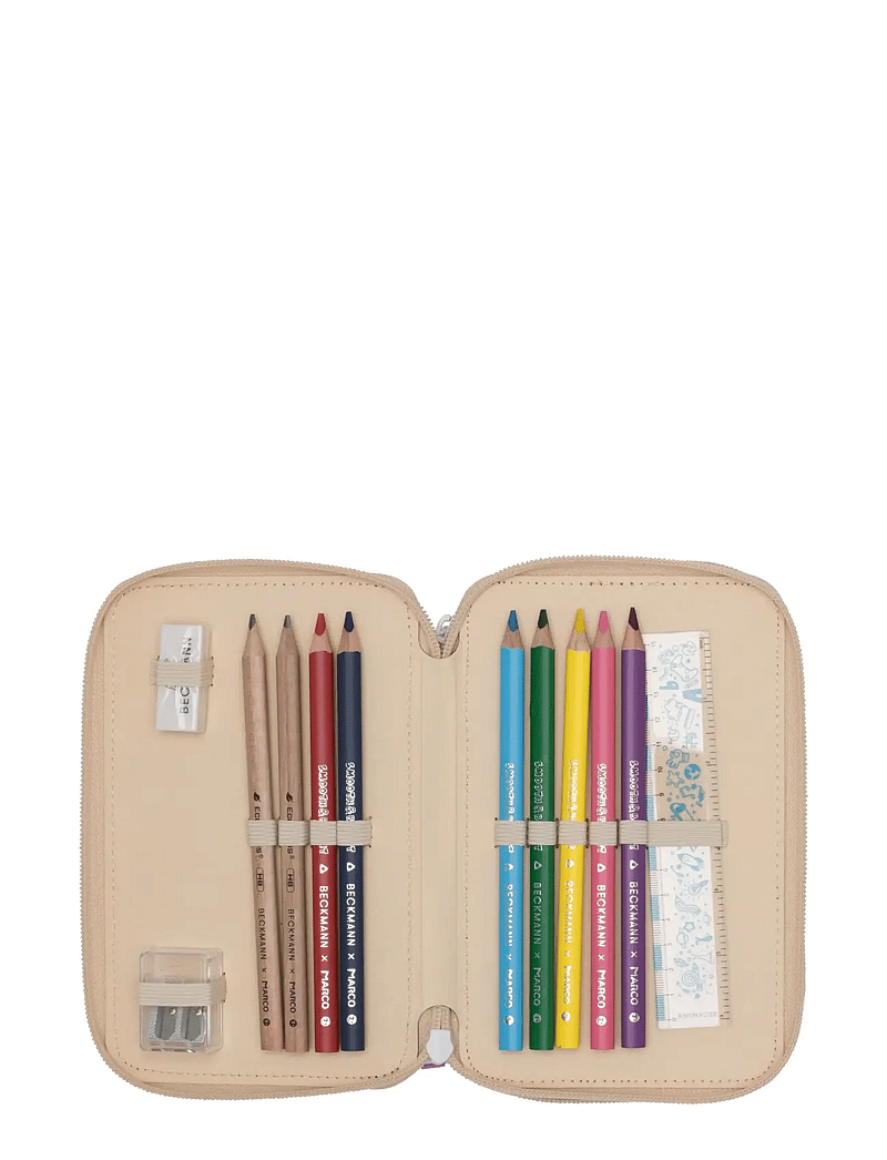 Beckmann Norway - Three section pencil case w/content, Yellow Heart - pencil cases - yellow heart - 1
