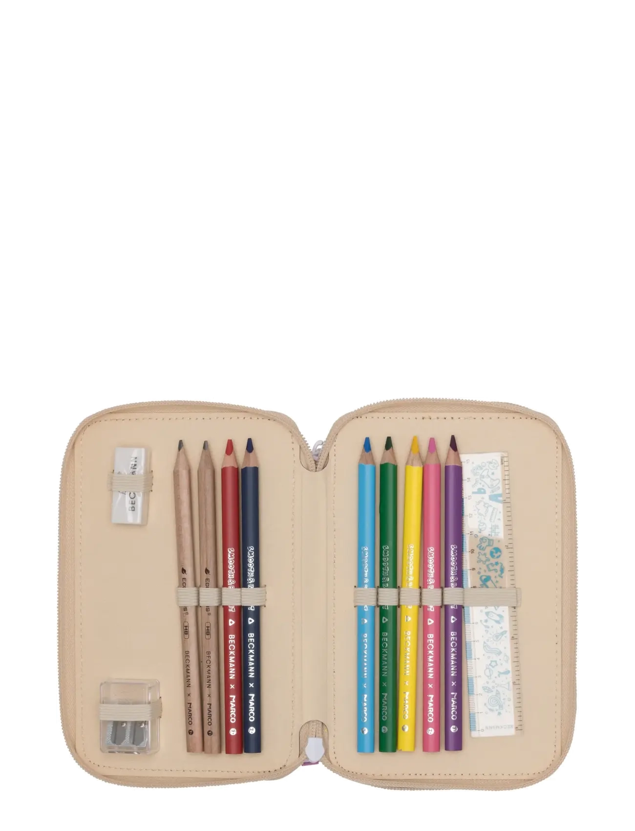 Beckmann Norway - Three section pencil case w/content, Yellow Heart - penaalit - yellow heart - 1