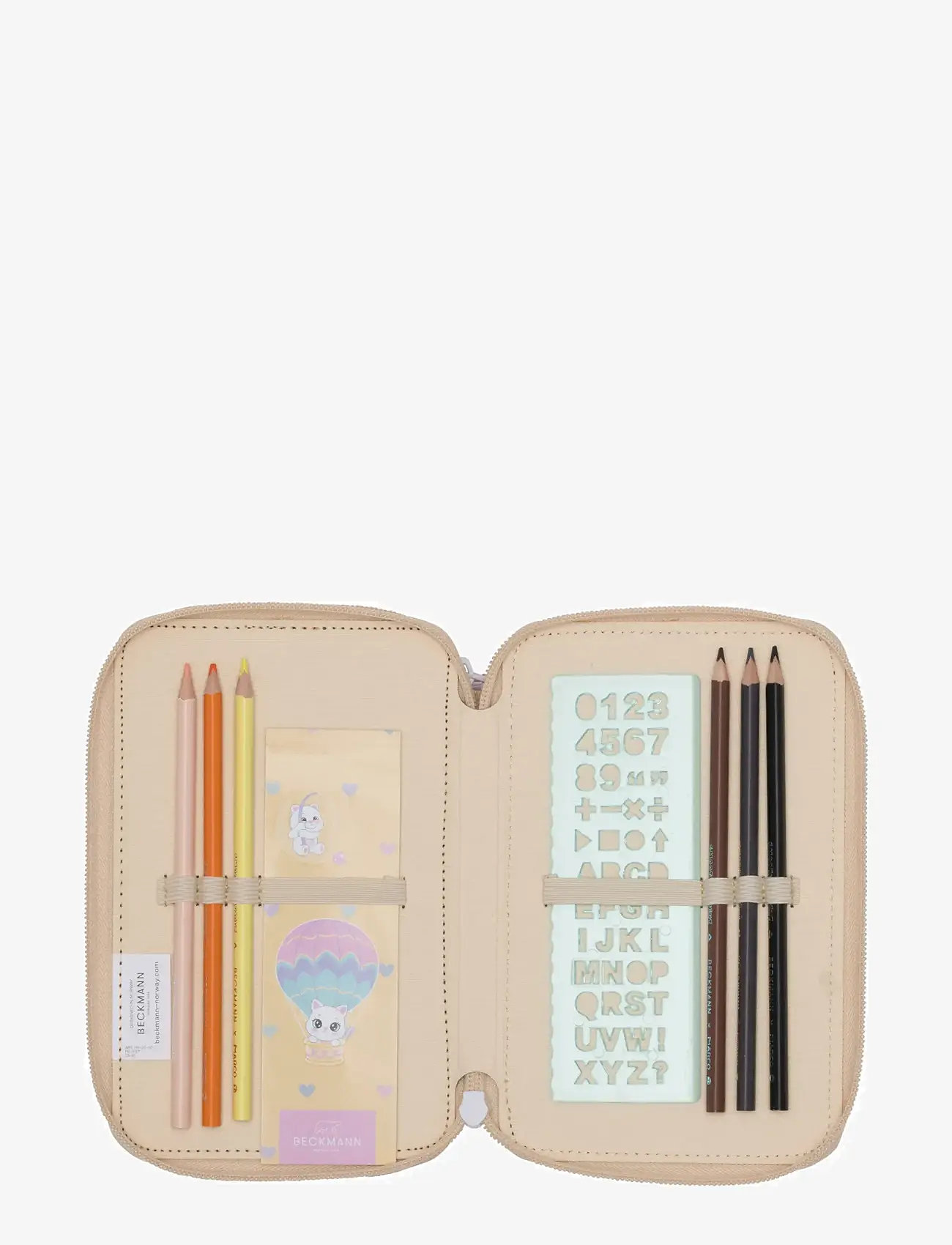 Beckmann Norway - Three section pencil case w/content, Yellow Heart - pencil cases - yellow heart - 3