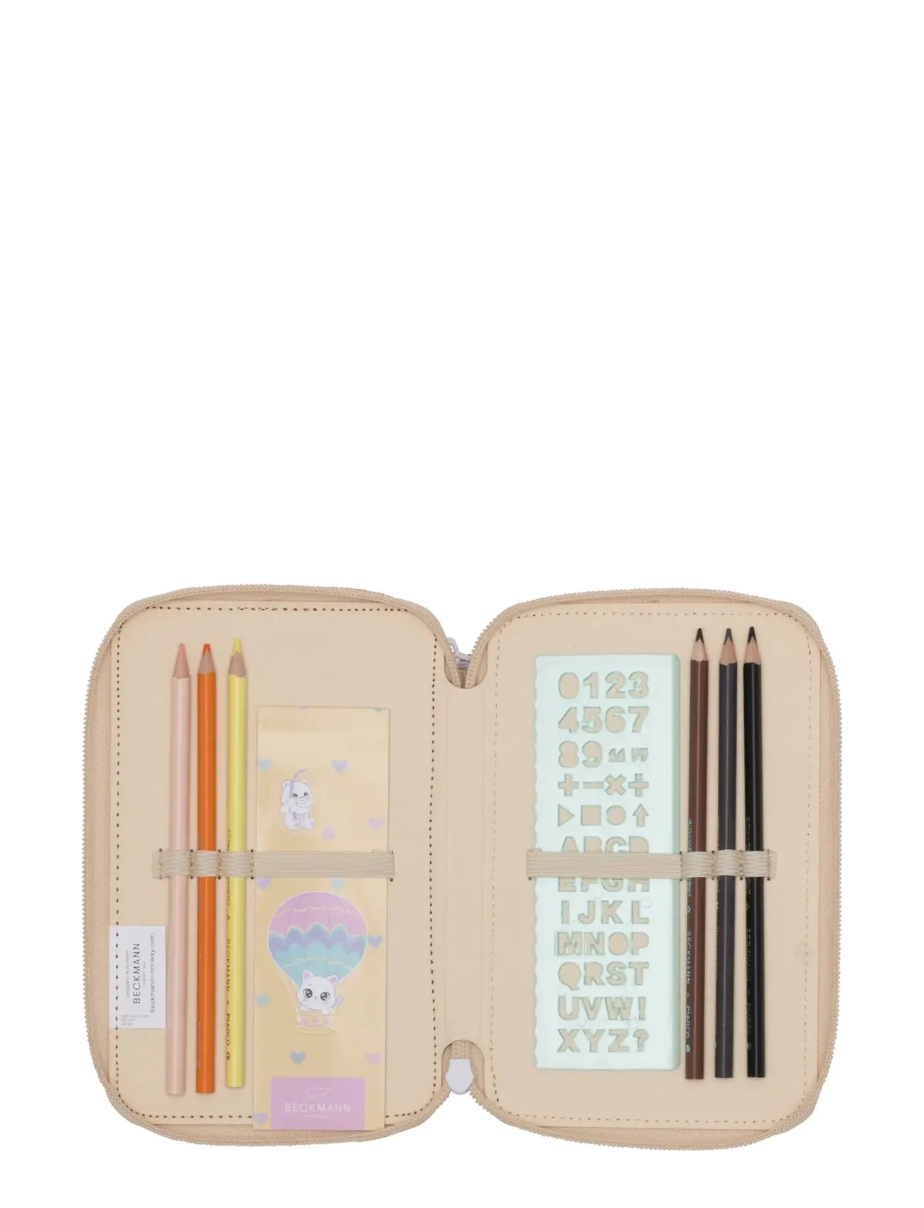 Beckmann Norway - Three section pencil case w/content, Yellow Heart - penaalit - yellow heart - 3