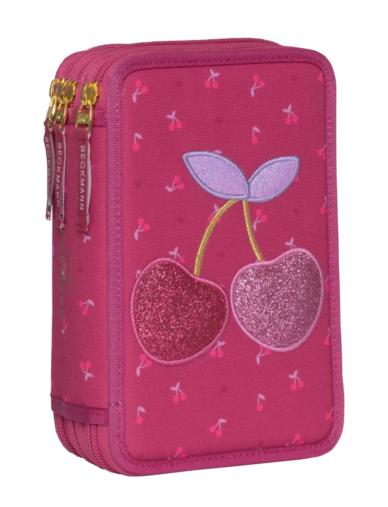 Beckmann Norway Three Section Pencil Case W/Content, Cherry, Børn, Tre Fags Penalhus, Pink, Str: ONE SIZE