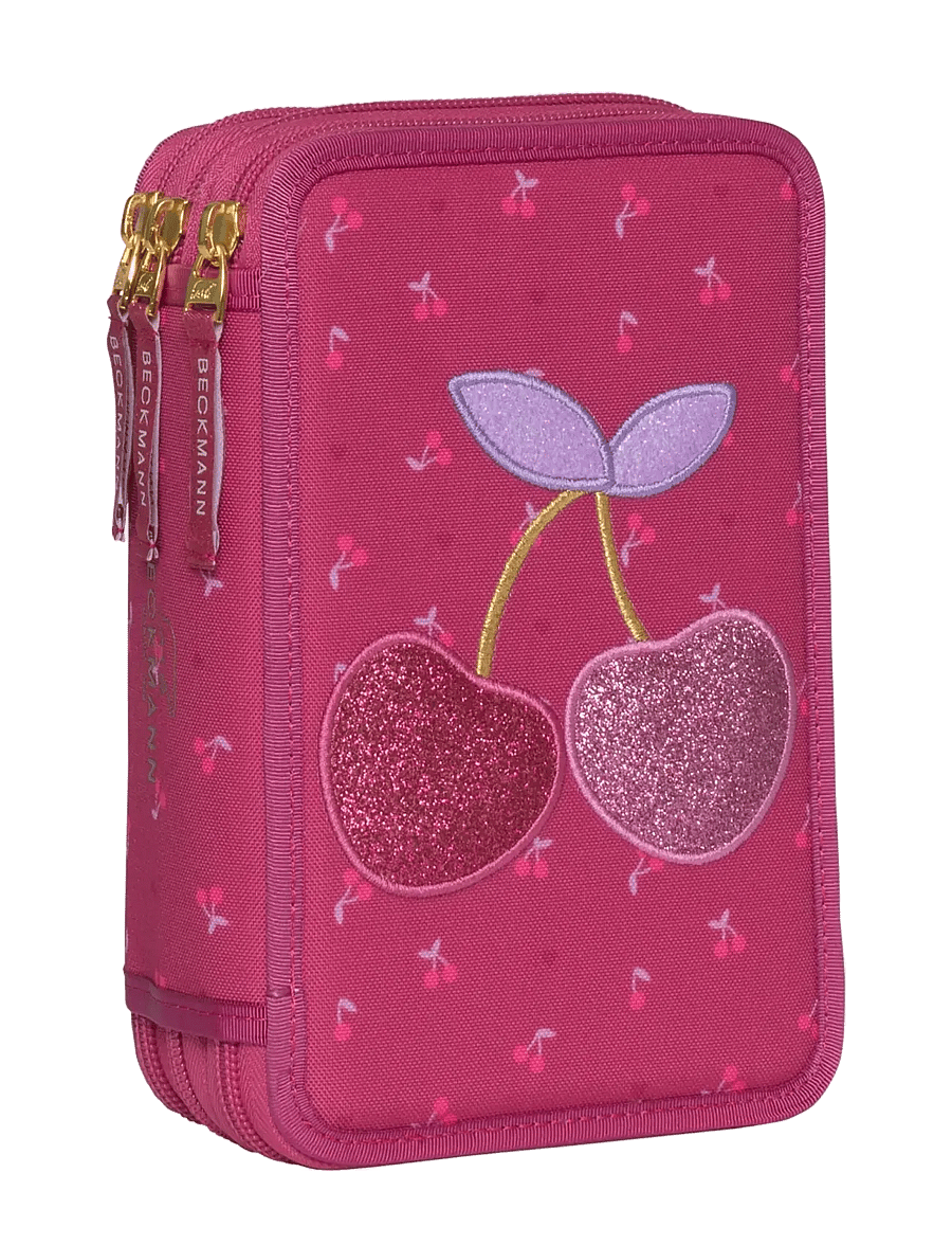 Beckmann Norway - Three section pencil case w/content, Cherry - federmäppchen - cherry - 0