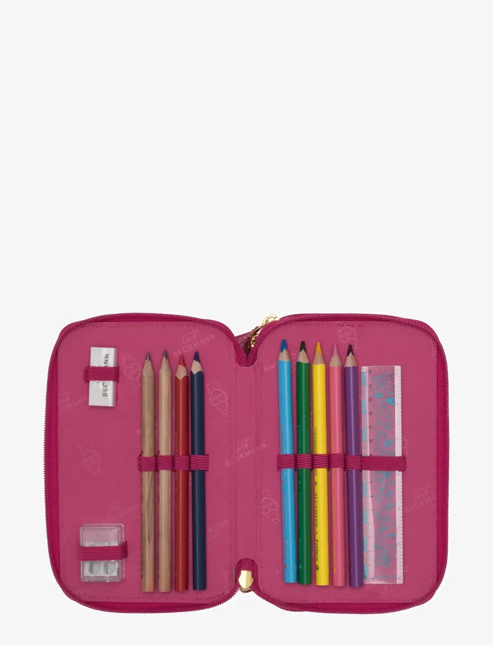 Beckmann Norway - Three section pencil case w/content, Cherry - pinalid - cherry - 2