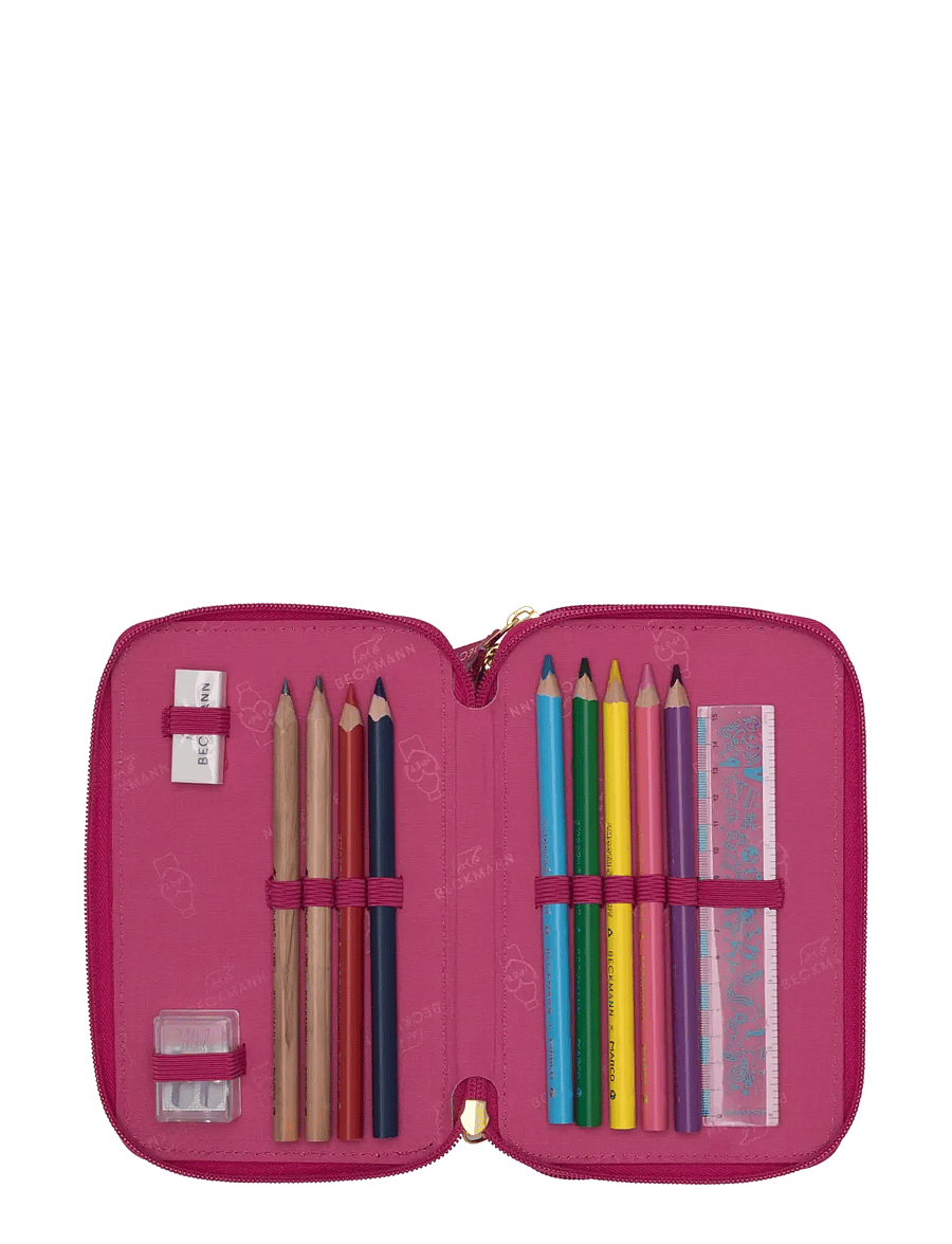 Beckmann Norway - Three section pencil case w/content, Cherry - federmäppchen - cherry - 2
