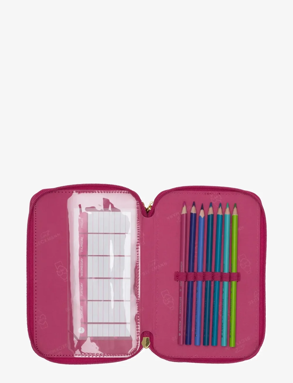 Beckmann Norway - Three section pencil case w/content, Cherry - pinalid - cherry - 3