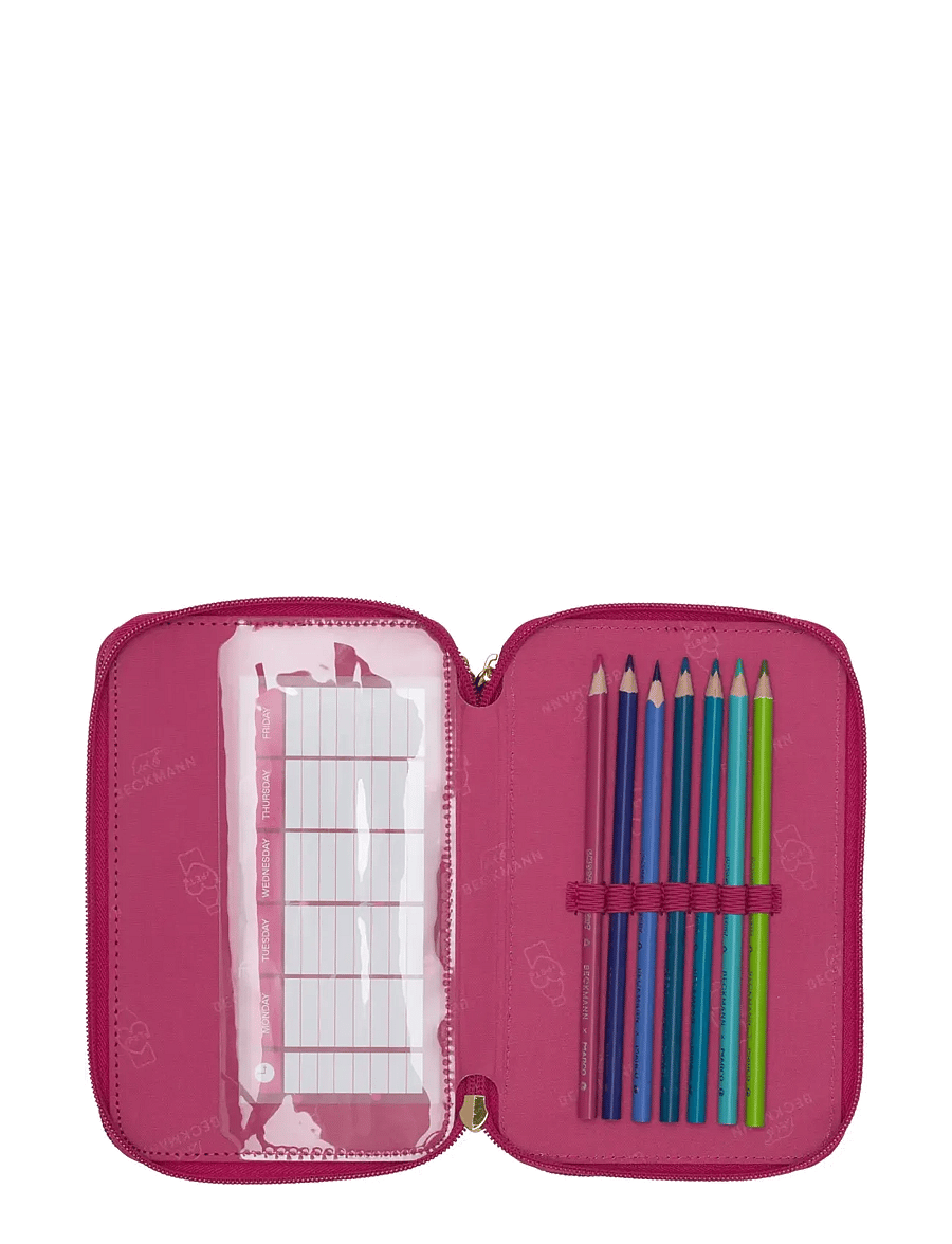 Beckmann Norway - Three section pencil case w/content, Cherry - federmäppchen - cherry - 3
