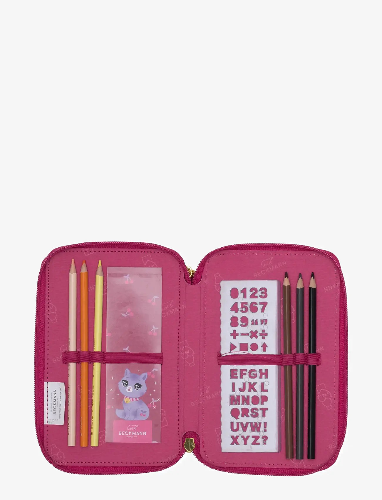 Beckmann Norway - Three section pencil case w/content, Cherry - federmäppchen - cherry - 4