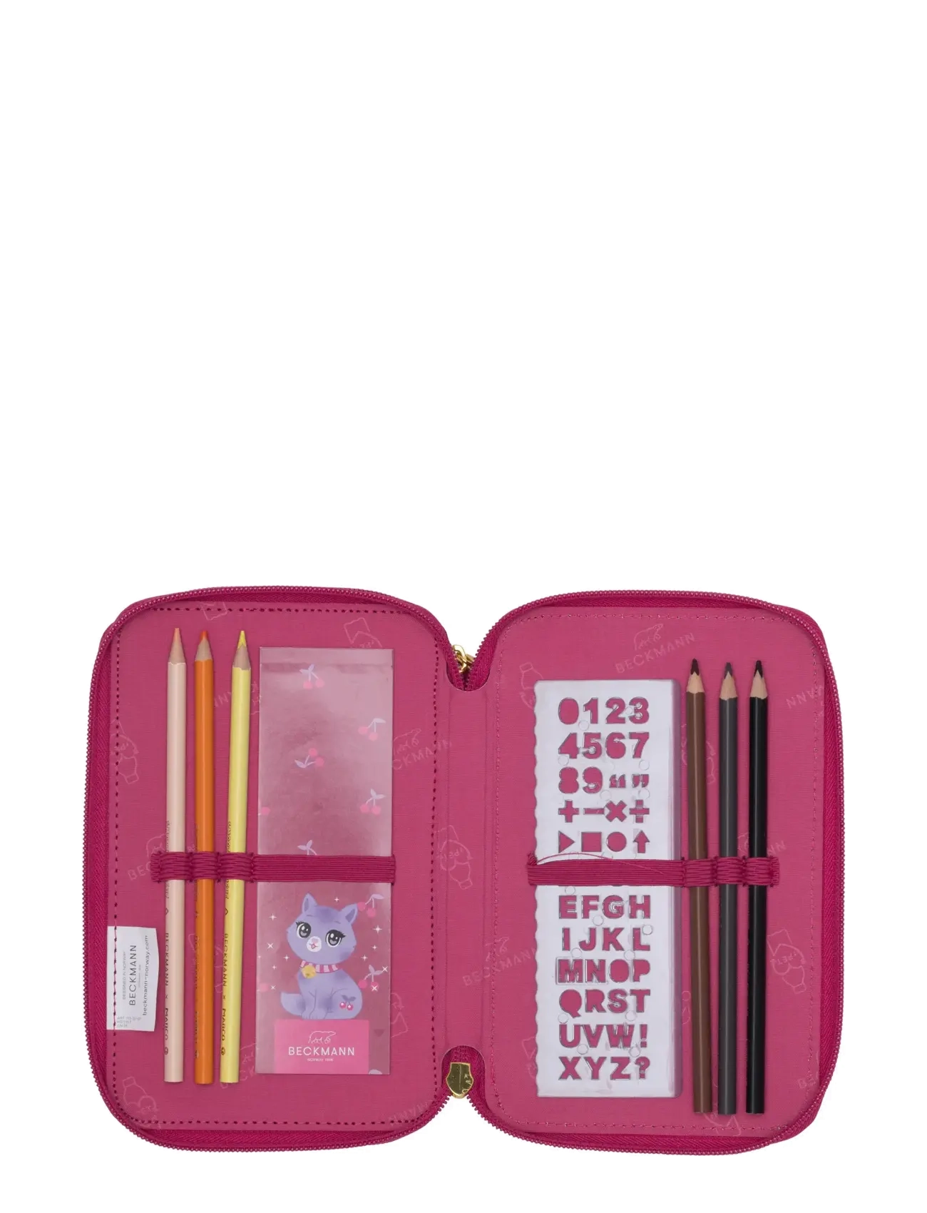 Beckmann Norway - Three section pencil case w/content, Cherry - federmäppchen - cherry - 4