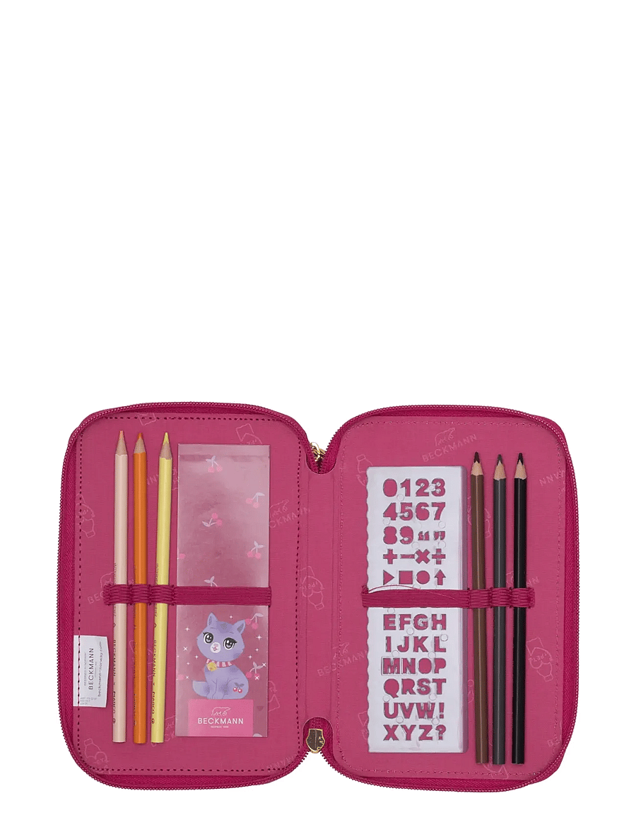 Beckmann Norway - Three section pencil case w/content, Cherry - federmäppchen - cherry - 4