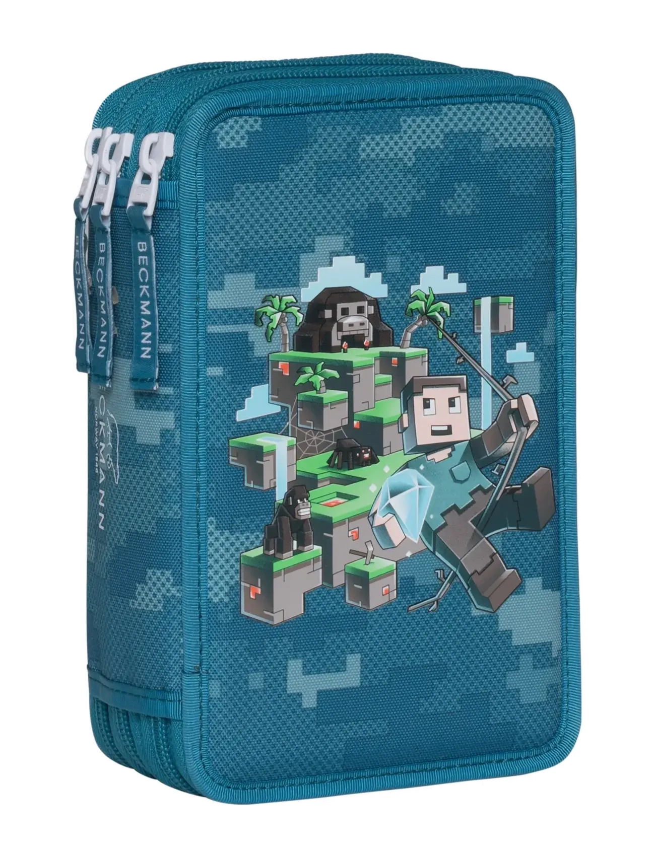 Beckmann Norway Three Section Pencil Case W/Content, Jungle Game, One Size, Bags, Blau - Cases, Kinder