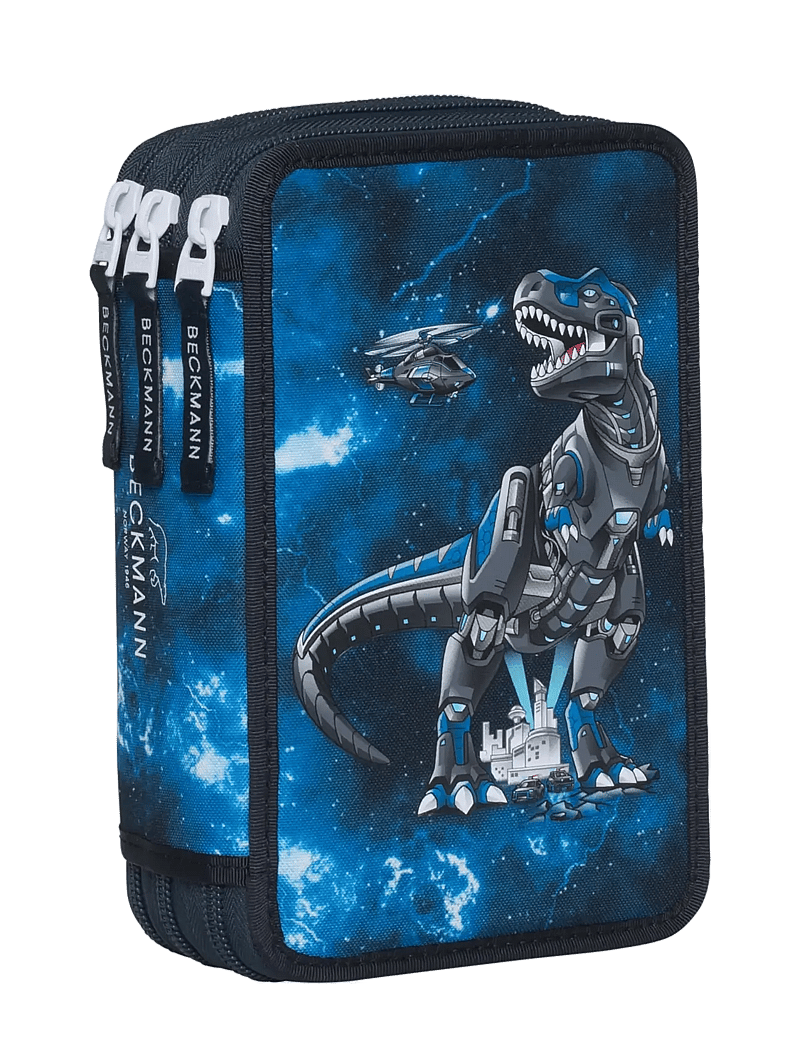 Beckmann Norway - Three section pencil case with content, Tech Rex - pennfodral - black - 0