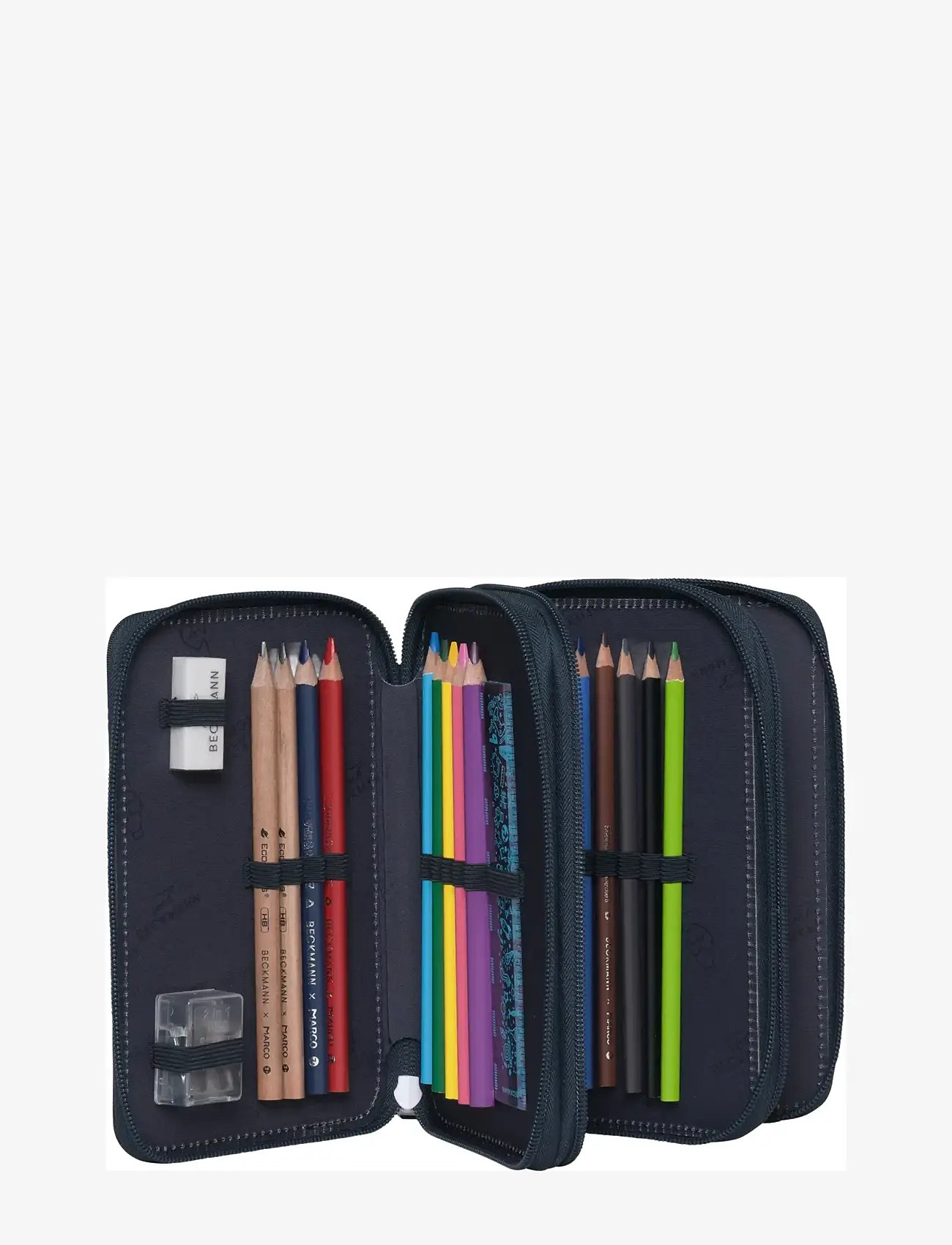 Beckmann Norway - Three section pencil case with content, Tech Rex - pennfodral - black - 2