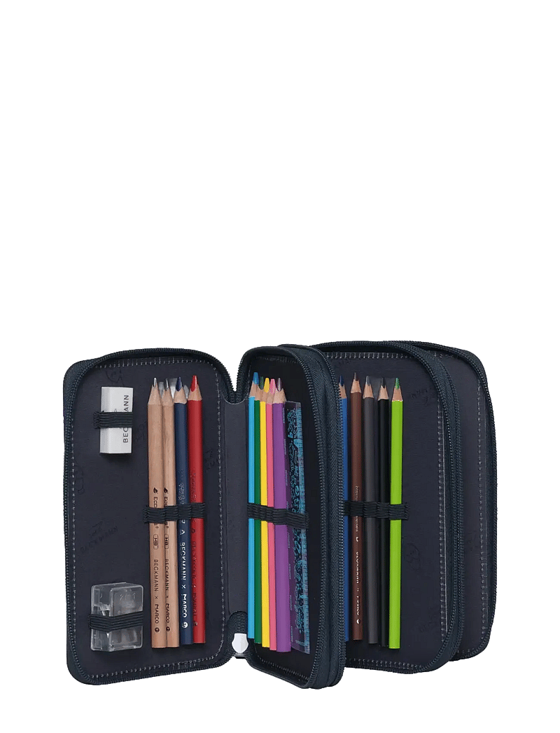Beckmann Norway - Three section pencil case with content, Tech Rex - pennfodral - black - 2