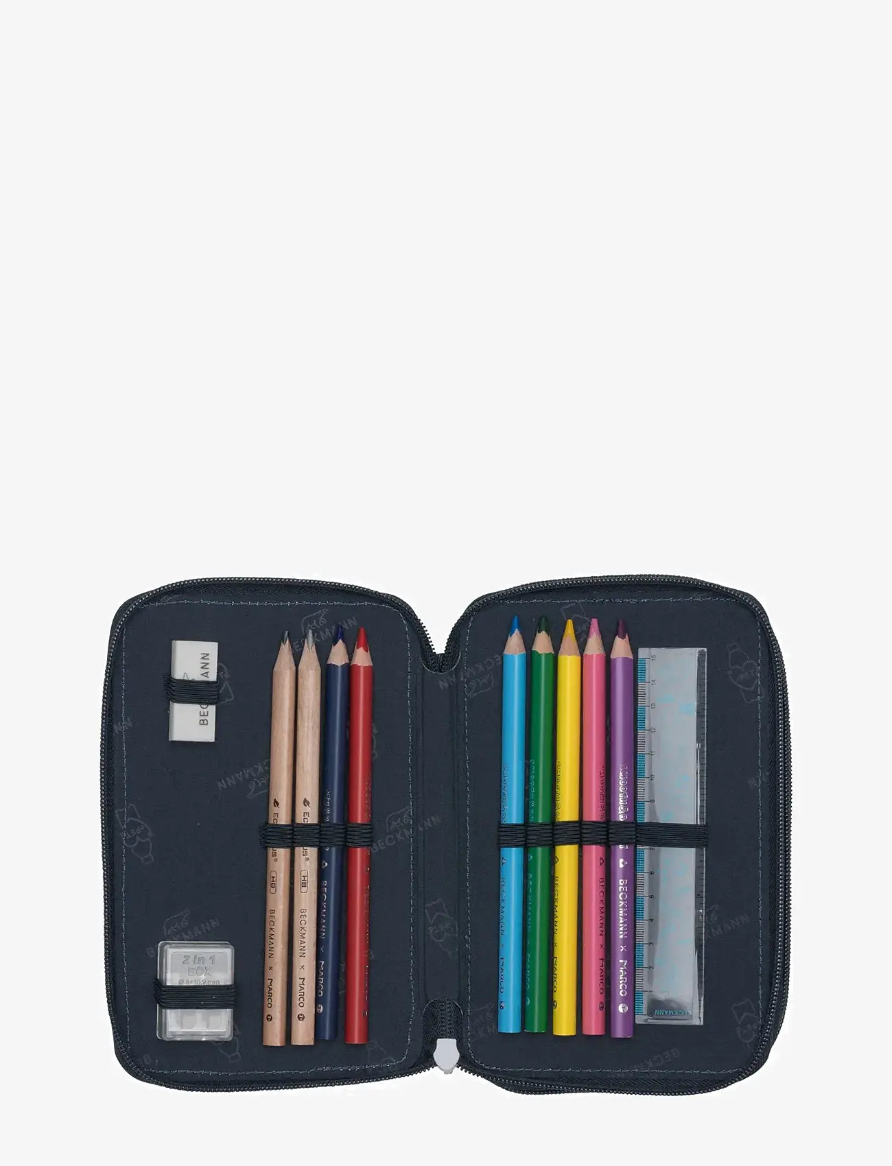 Beckmann Norway - Three section pencil case with content, Tech Rex - pennfodral - black - 3