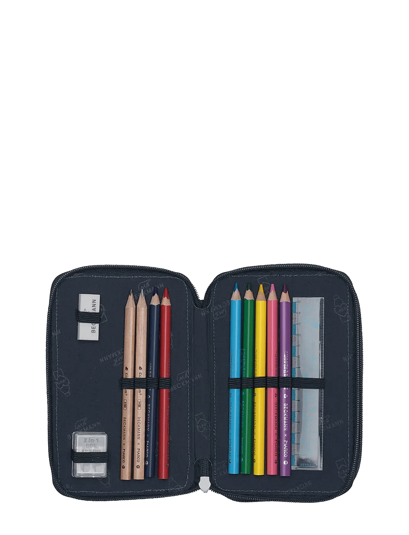 Beckmann Norway - Three section pencil case with content, Tech Rex - pennfodral - black - 3