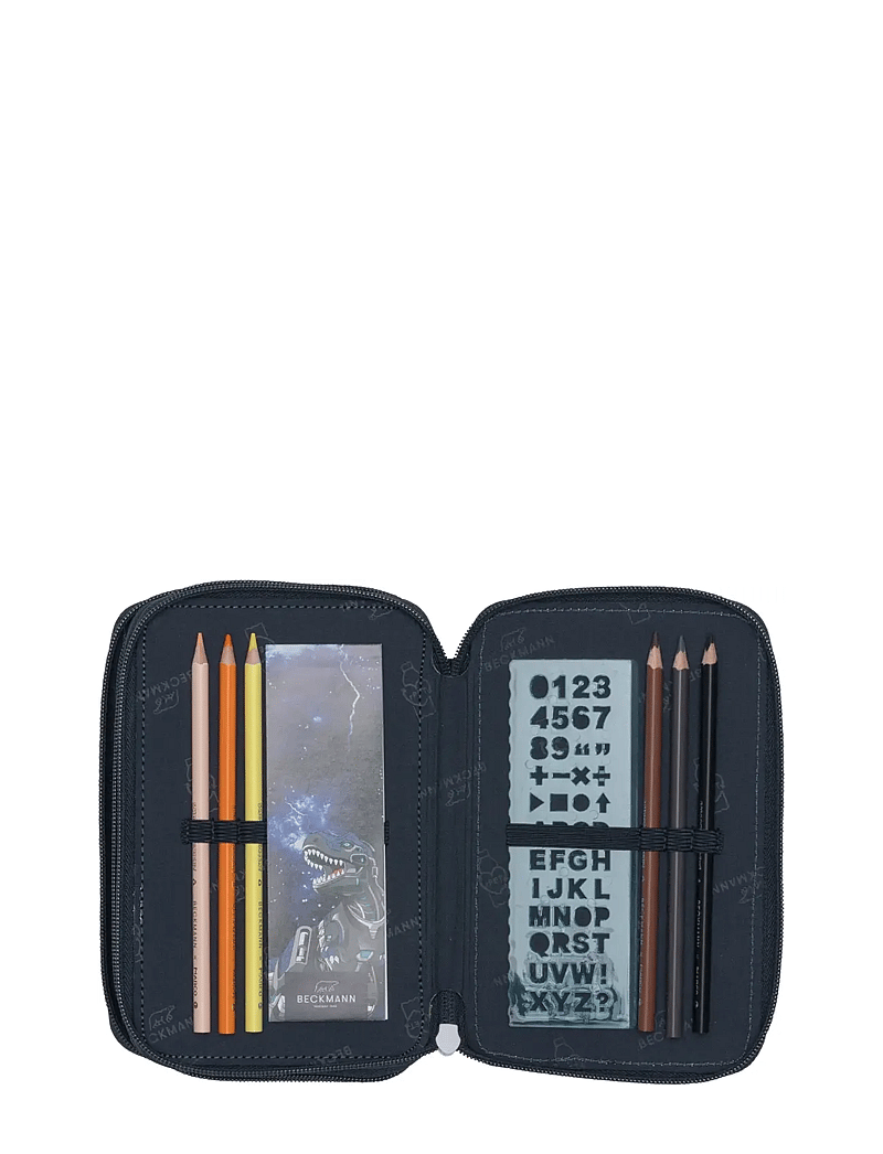 Beckmann Norway - Three section pencil case with content, Tech Rex - pennfodral - black - 5