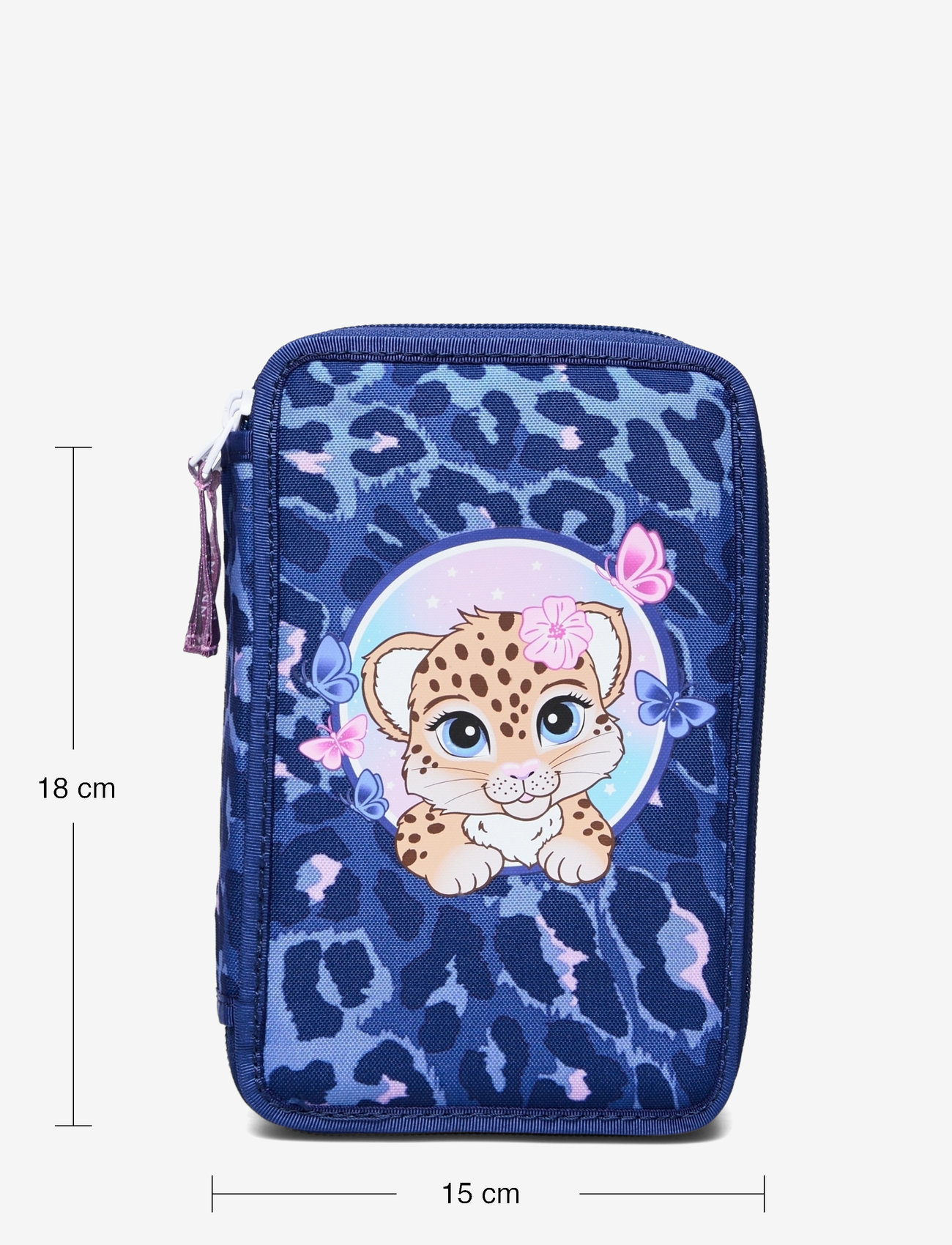 Beckmann Norway - Three section pencil case with content, Cheeta - pinalid - dark blue - 5