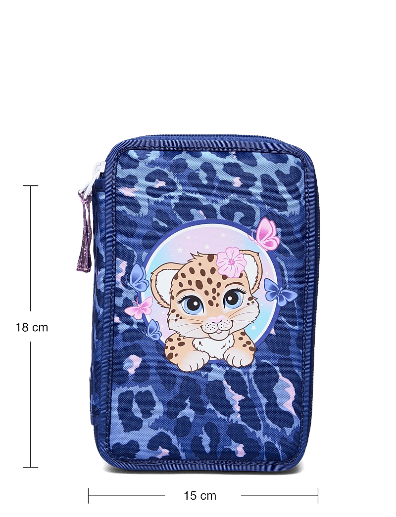 Beckmann Norway - Three section pencil case with content, Cheeta - pinalid - dark blue - 5