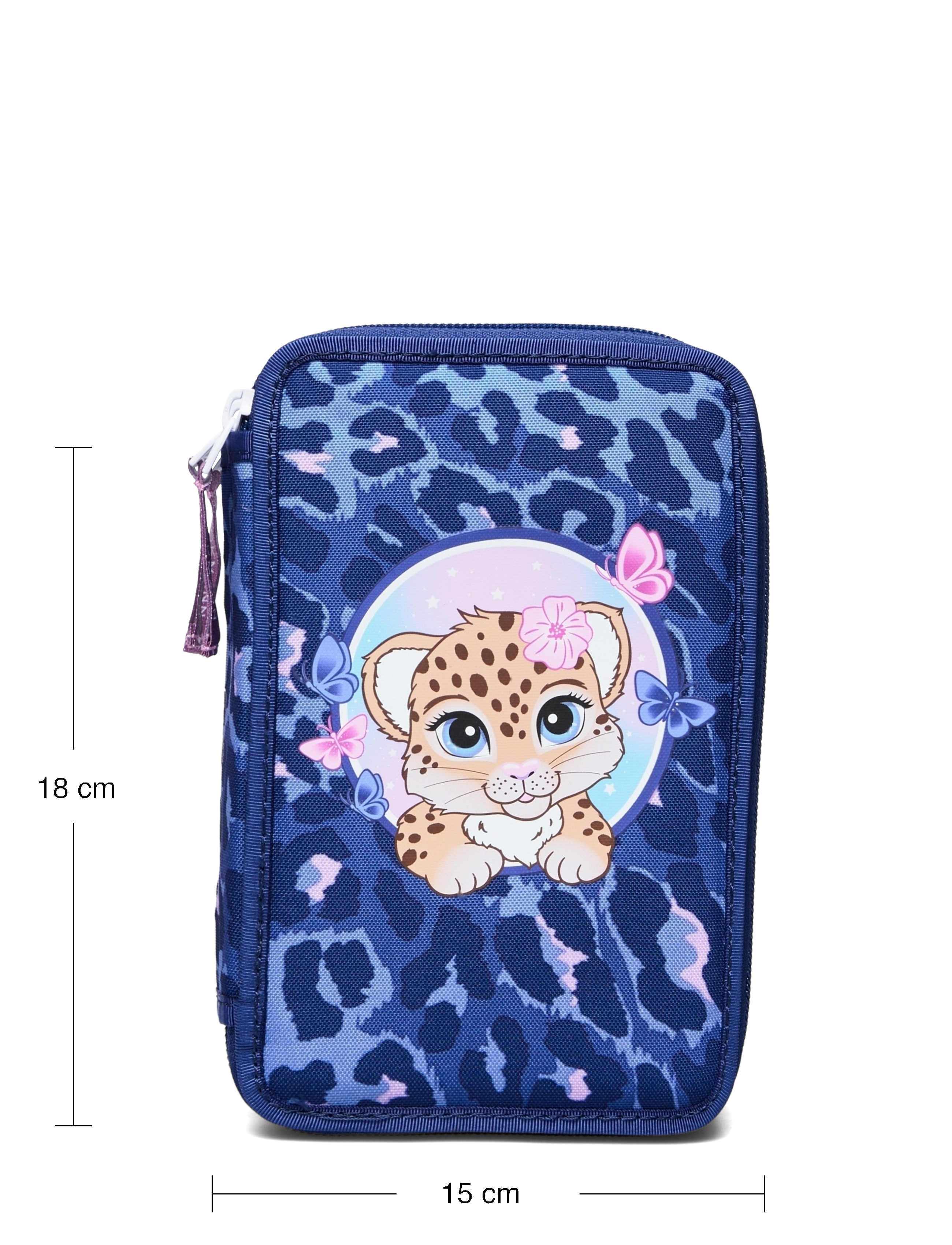 Beckmann Norway - Three section pencil case with content, Cheeta - pinalid - dark blue - 5