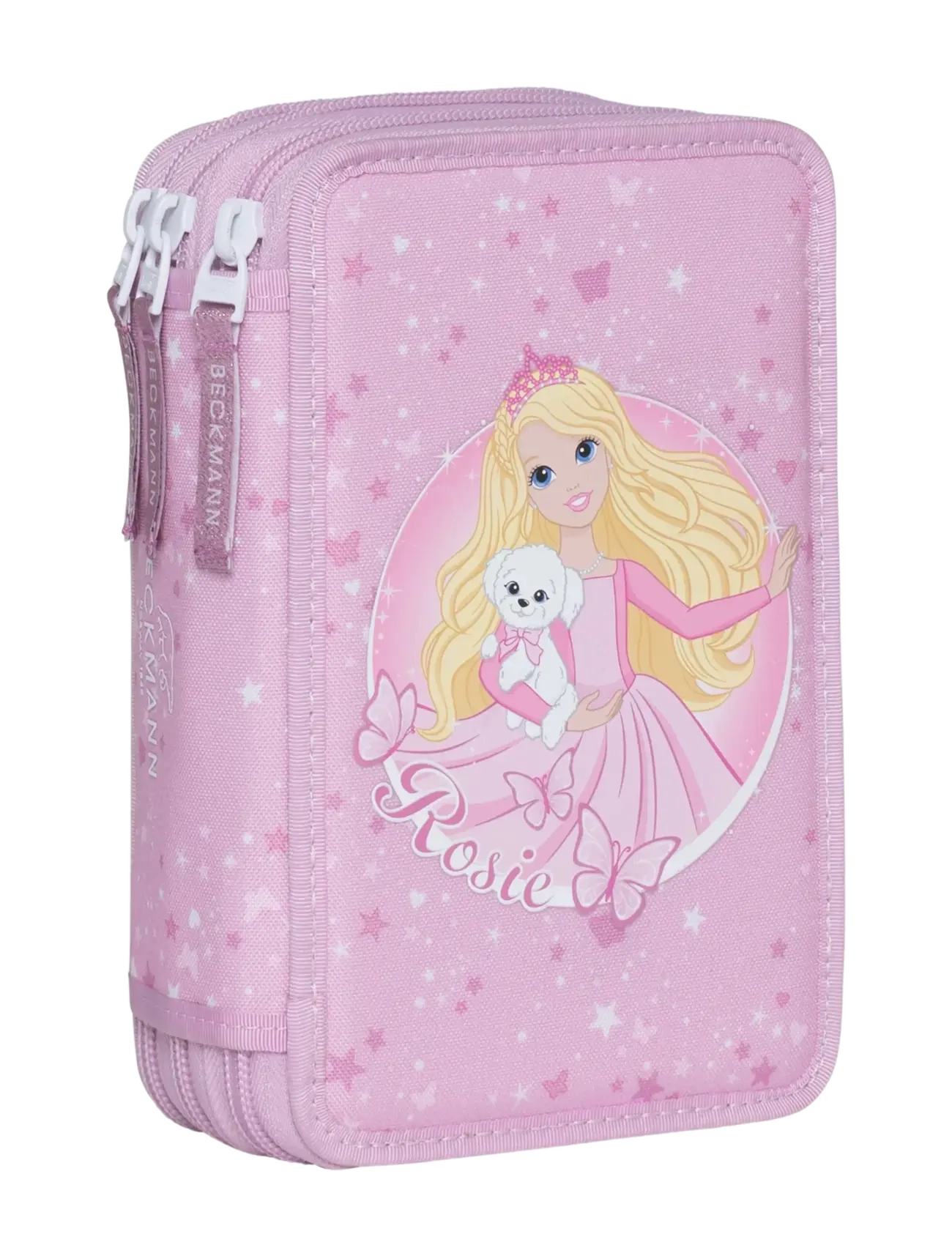 Beckmann Norway Three Section Pencil Case With Content, Rosie, Børn, Rosie Tredelt Penalhus Med Indhold, Lyserød, Str: ONE SIZE
