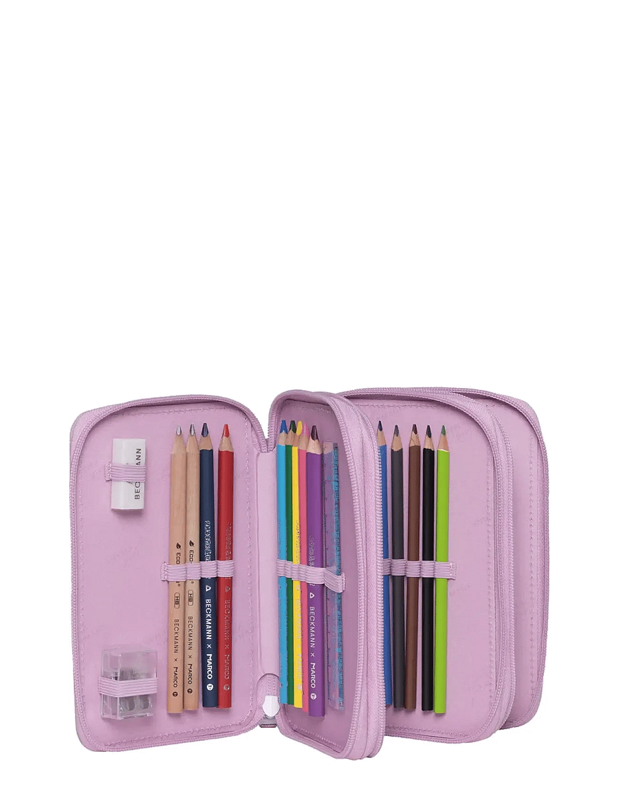 Beckmann Norway - Three section pencil case with content, Rosie - pink - 2