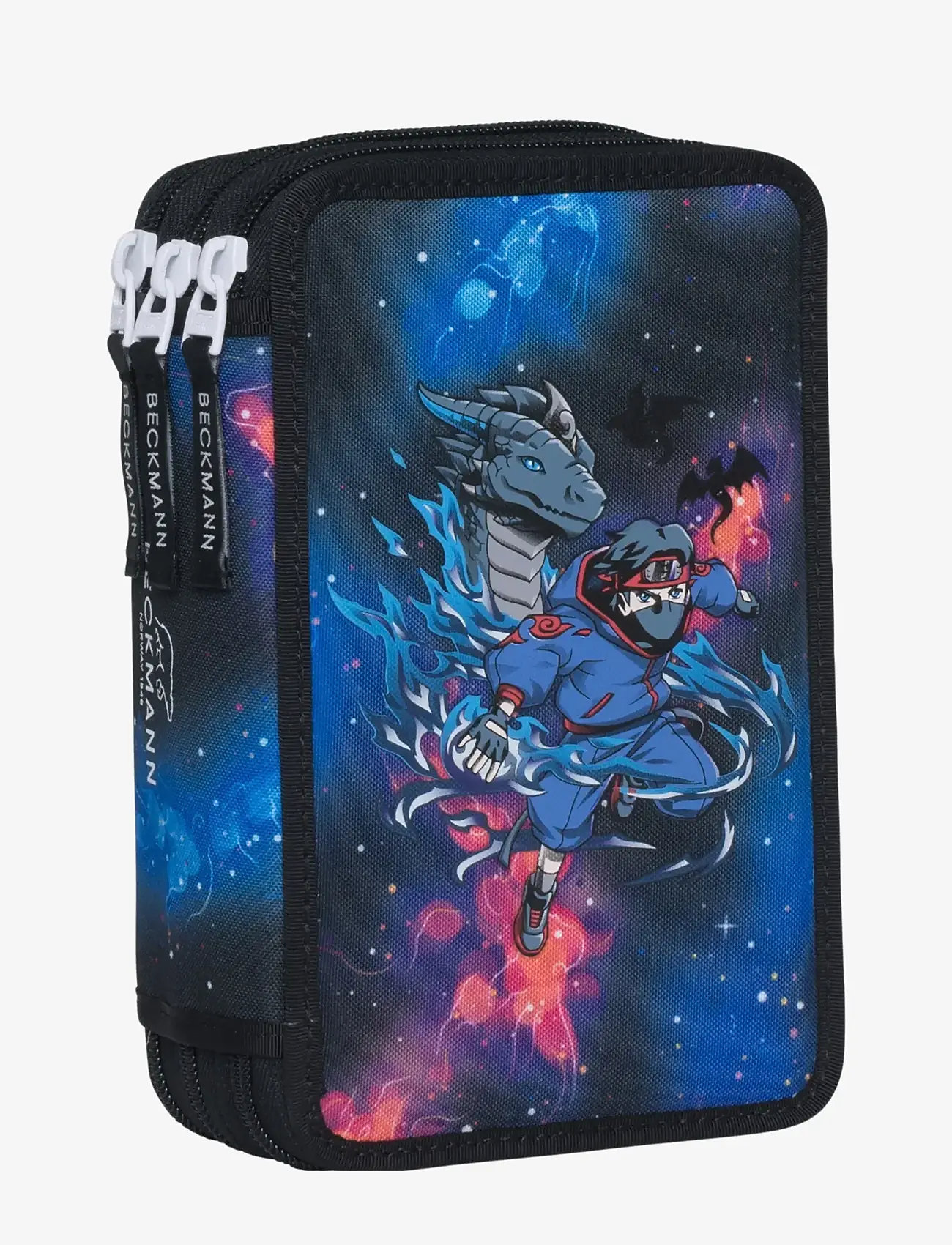 Beckmann Norway - Three section pencil case with content, Ninja Elements - penalhuse - black - 0