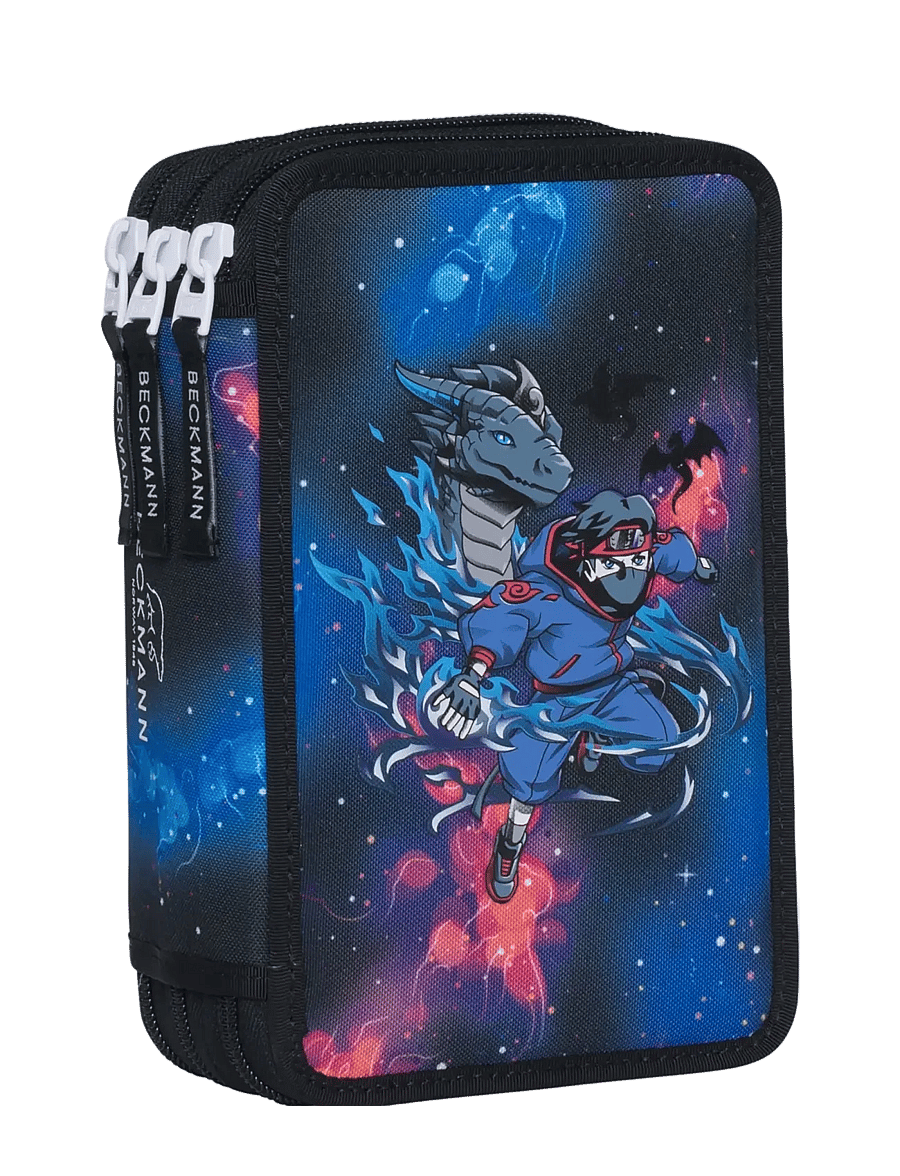 Beckmann Norway - Three section pencil case with content, Ninja Elements - pennfodral - black - 0
