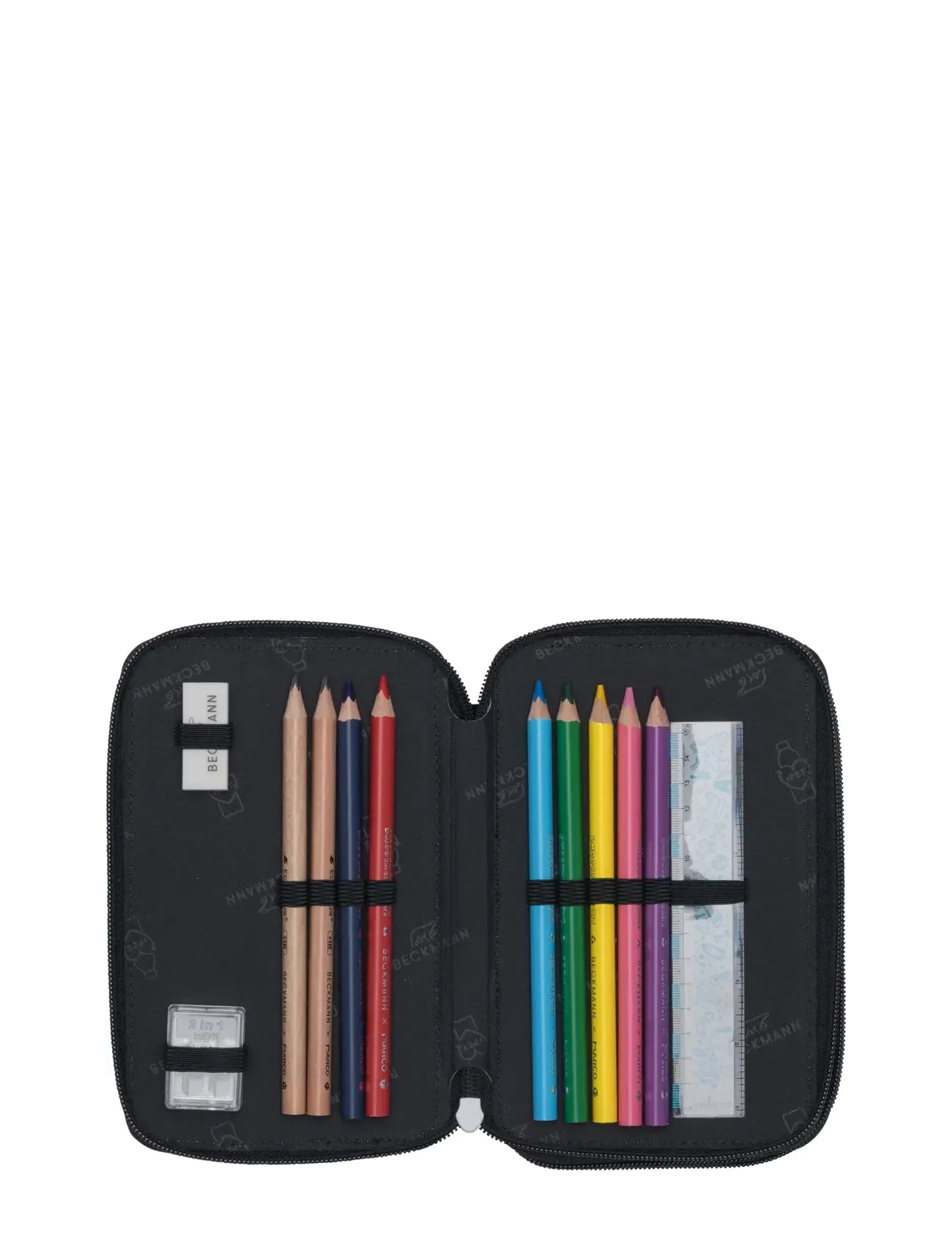 Beckmann Norway - Three section pencil case with content, Ninja Elements - pennfodral - black - 2