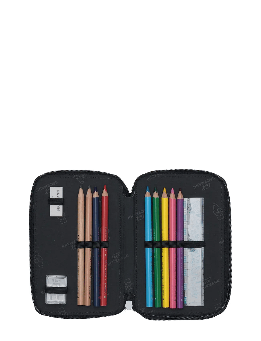 Beckmann Norway - Three section pencil case with content, Ninja Elements - pennfodral - black - 2