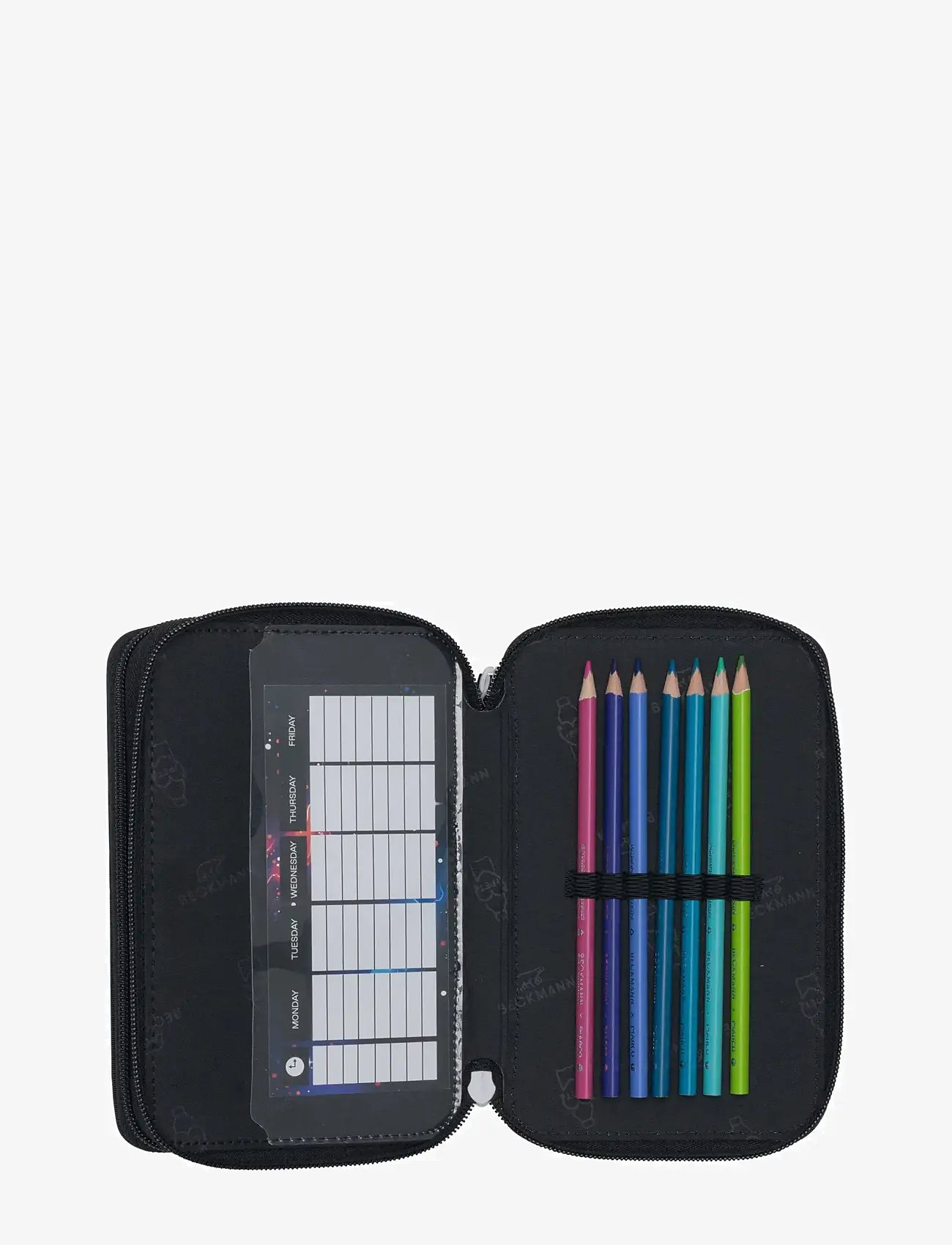 Beckmann Norway - Three section pencil case with content, Ninja Elements - penalhuse - black - 3