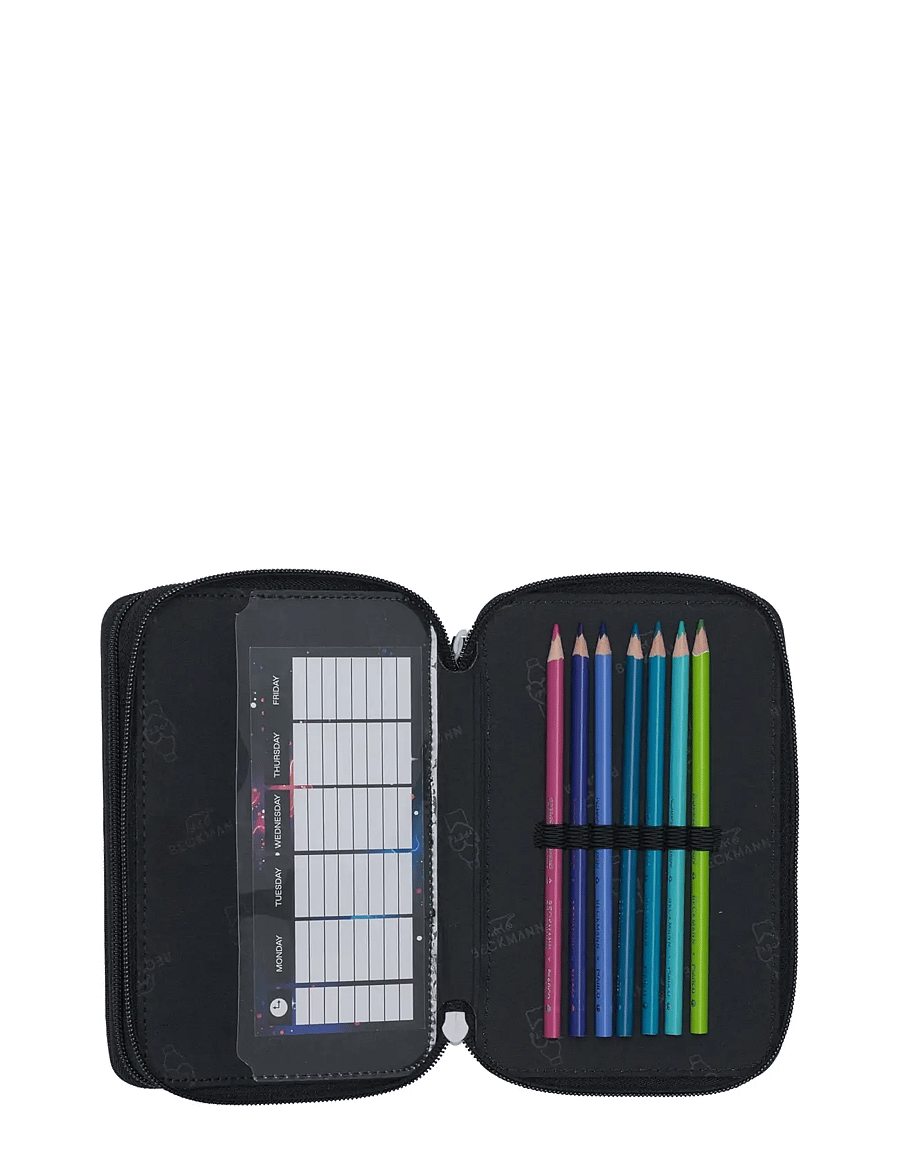Beckmann Norway - Three section pencil case with content, Ninja Elements - pennfodral - black - 3