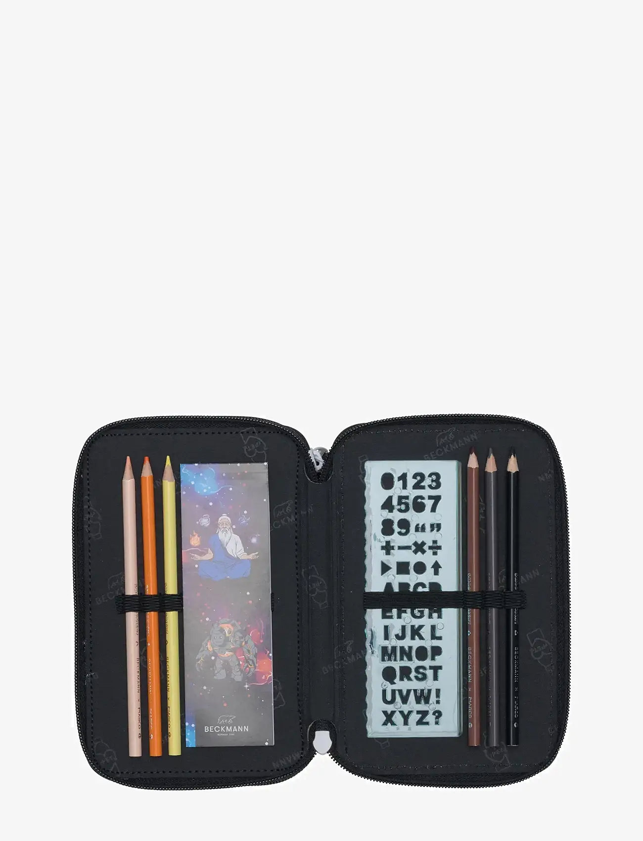 Beckmann Norway - Three section pencil case with content, Ninja Elements - penalhuse - black - 4