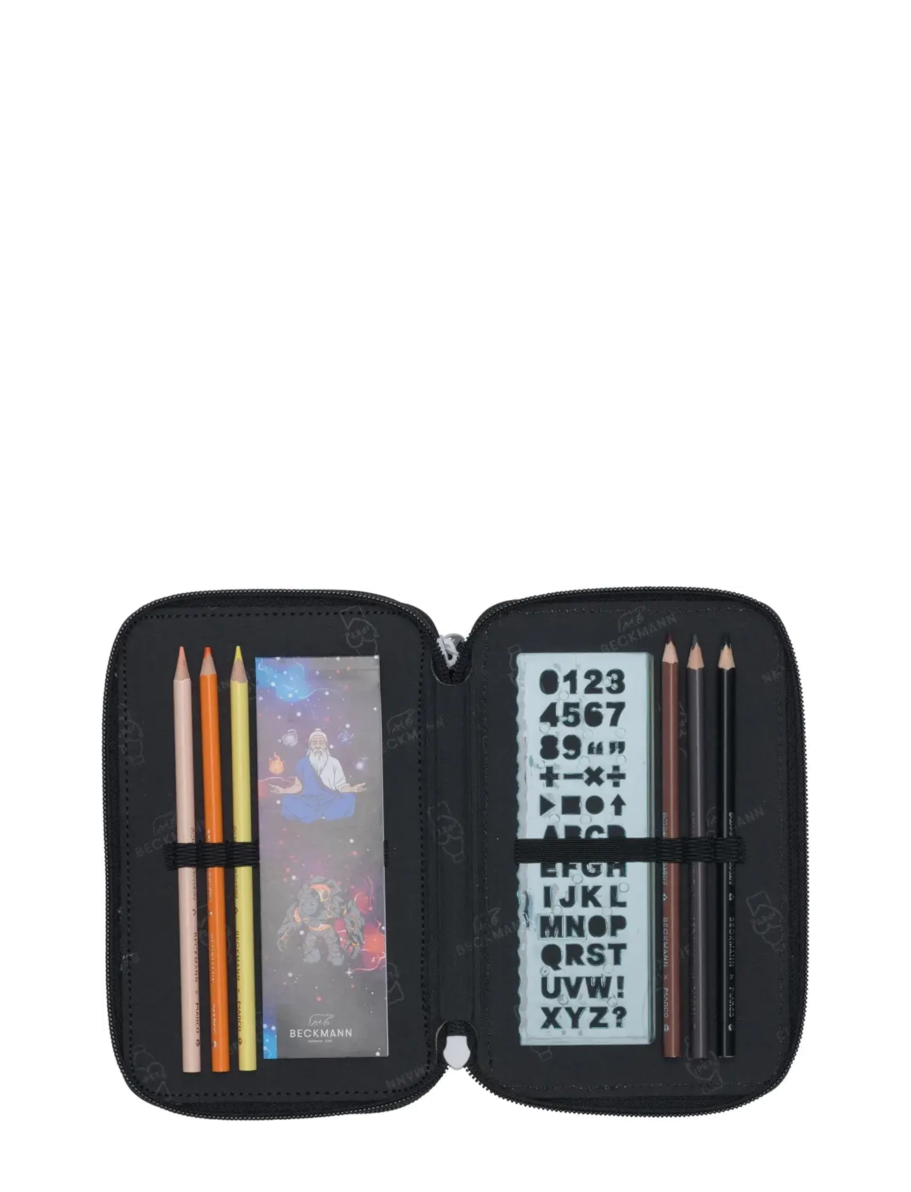 Beckmann Norway - Three section pencil case with content, Ninja Elements - pennfodral - black - 4