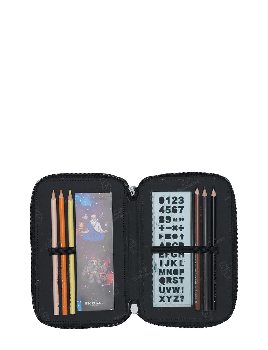 Beckmann Norway - Three section pencil case with content, Ninja Elements - pennfodral - black - 4