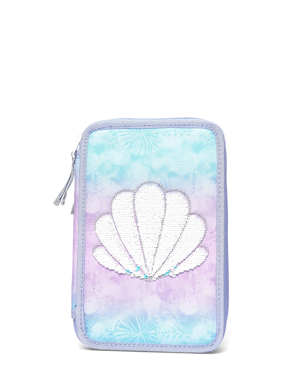 Beckmann Norway - Three section pencil case with content, Seashell - purple - 0