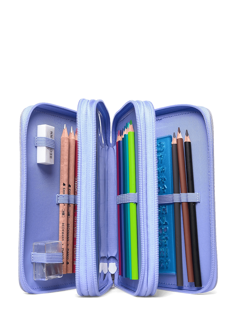 Beckmann Norway - Three section pencil case with content, Seashell - purple - 2