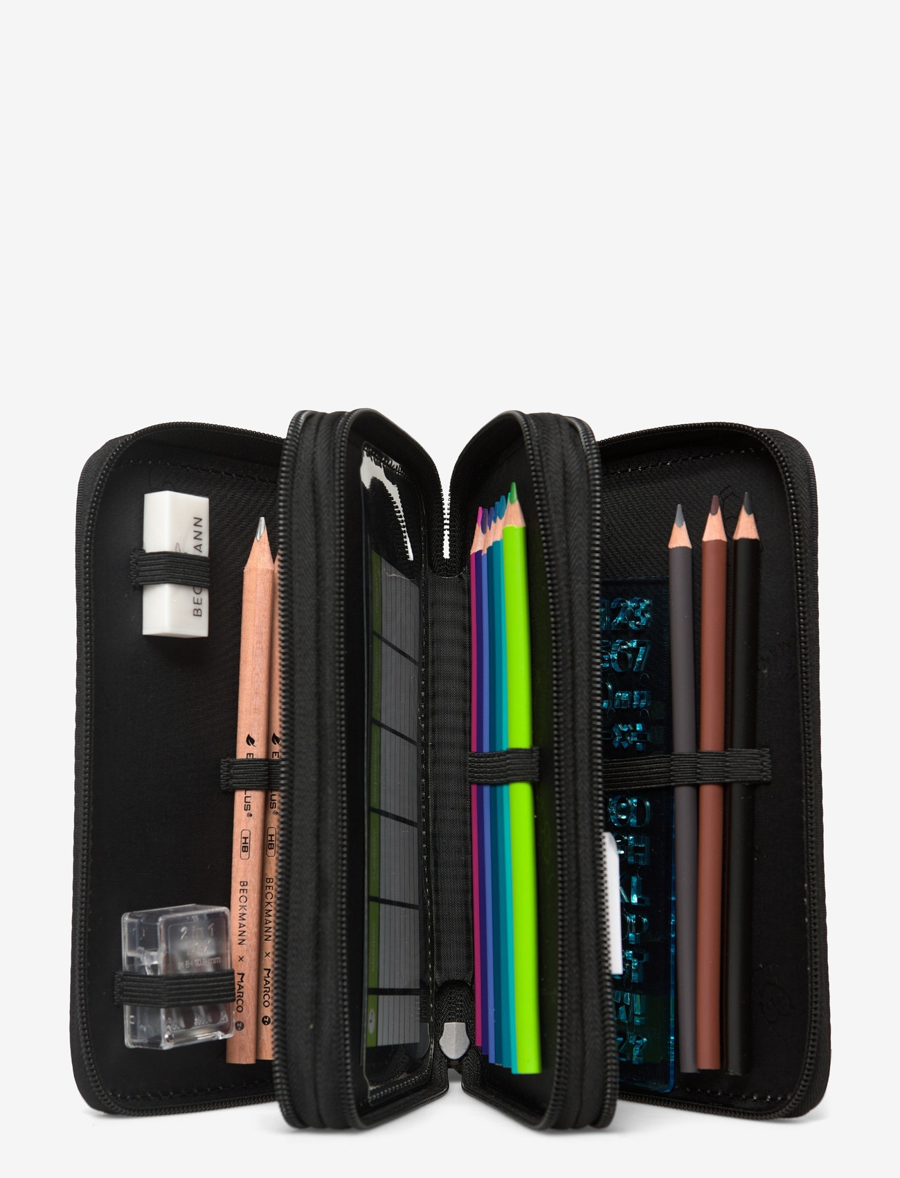 Beckmann Norway - Three section pencil case with content, Pixel - federmäppchen - black - 2