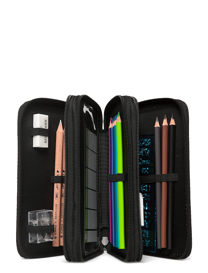 Beckmann Norway - Three section pencil case with content, Pixel - federmäppchen - black - 2