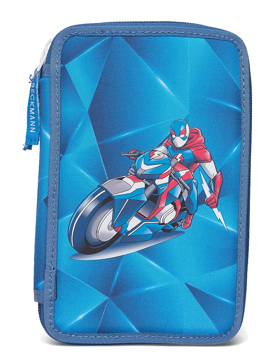 Beckmann Norway - Three section pencil case with content, Blue Lightning - penalhuse - blue - 0