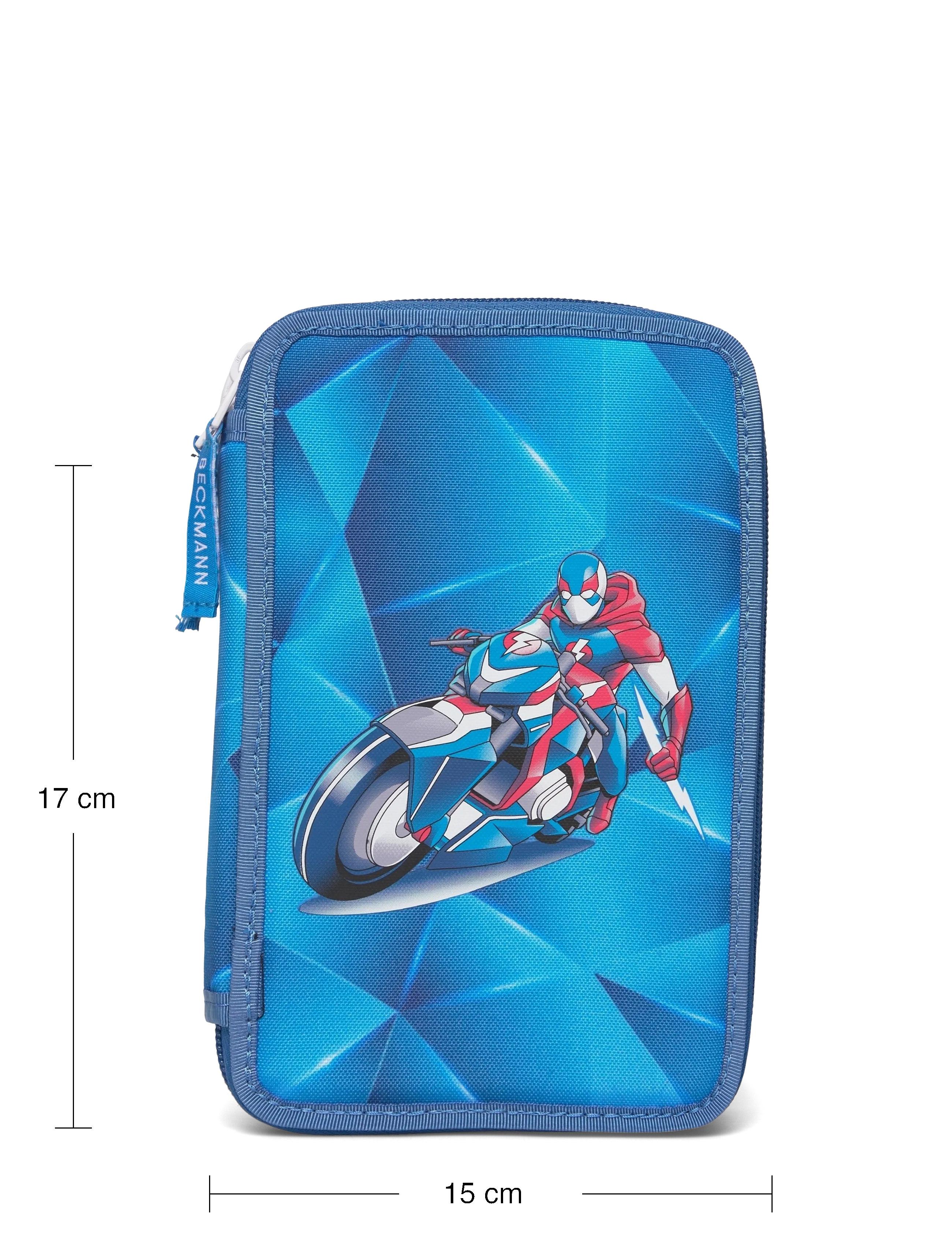 Beckmann Norway - Three section pencil case with content, Blue Lightning - penalhuse - blue - 3