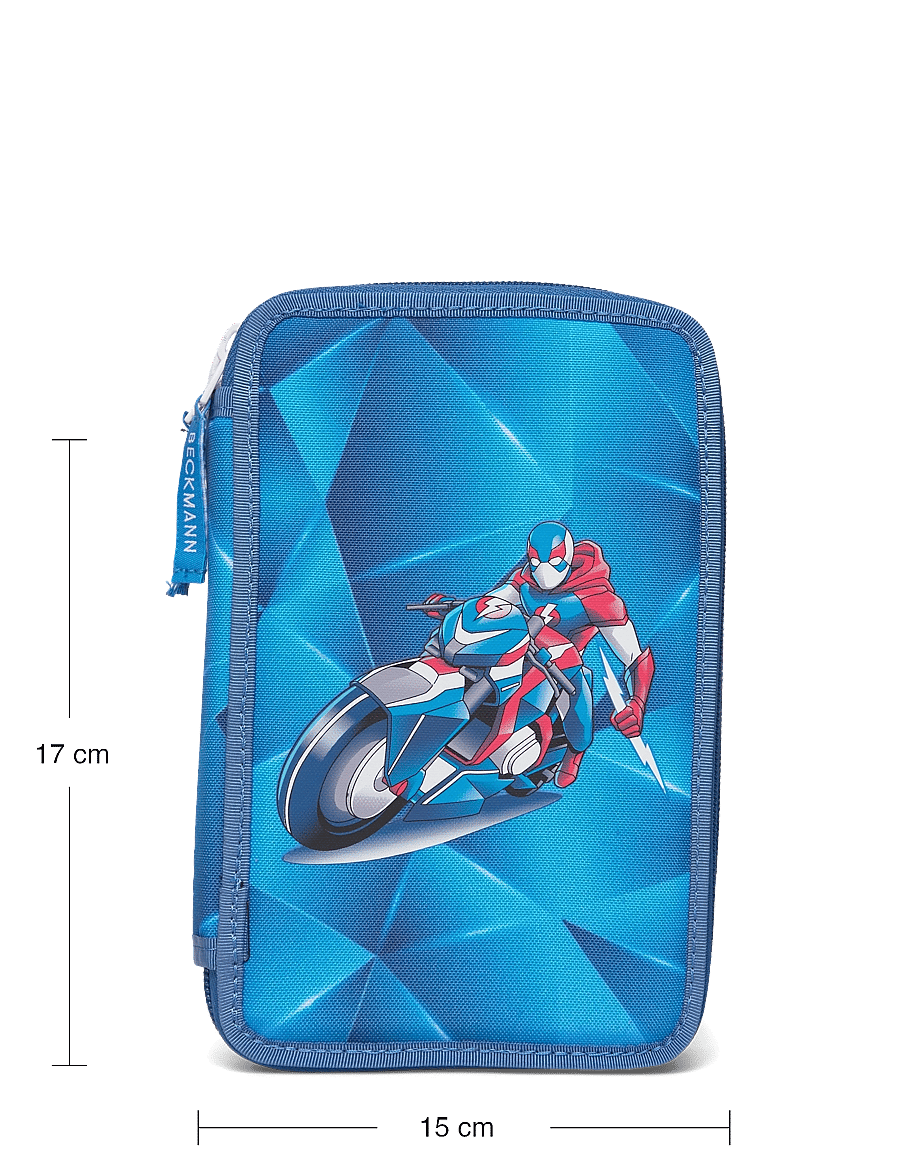Beckmann Norway - Three section pencil case with content, Blue Lightning - penalhuse - blue - 3